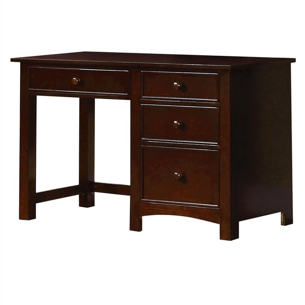 Furniture of America Dimanche Transitional Solid Wood Kids Desk in Dark Walnut - Perfect for Study, Homework & Crafting in Bedroom or Playroom
