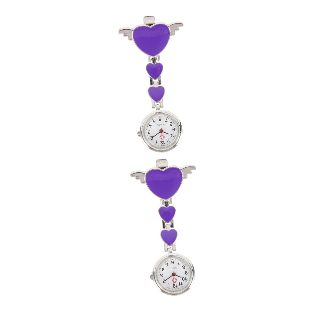 Amosfun Nurse Pocket Watch - Retractable Clip, Purple Metal for Medical & Student Use