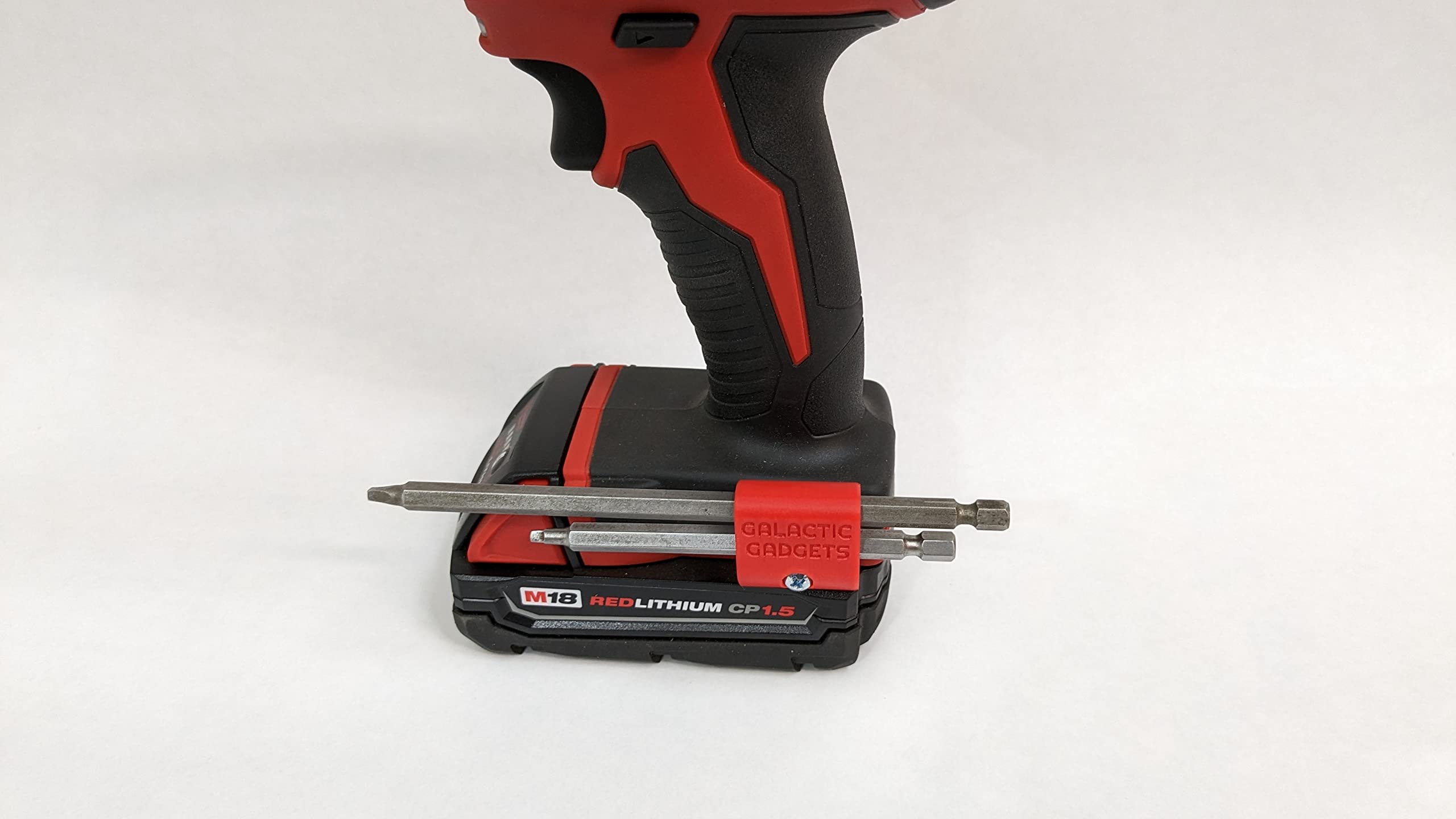 Milwaukee M18 Drill Magnetic Bit Holder - Side Mounted with Strong Magnets, Low Profile Design for Easy Storage - Galactic Gadgets (Red) - Perfect for DIY Projects, Construction Work & Home Repairs