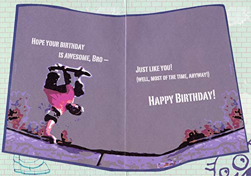 Skateboarder Die-Cut Window Birthday Card - Brick Wall Design for Teens & Teen Brothers | Perfect for Skateboarding Enthusiasts & Birthday Celebrations