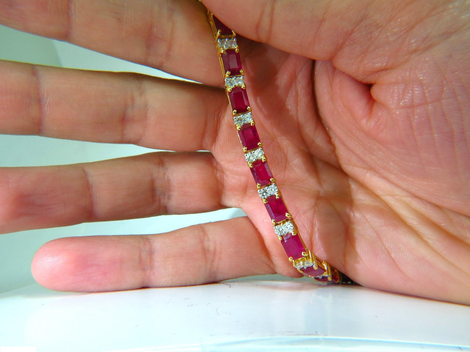 18KT GIA Certified 23.46CT Natural Ruby and Diamond Bracelet - Blood Vivid Super Gem Jewelry for Women, Luxury Gift for Anniversary, Wedding & Special Occasions