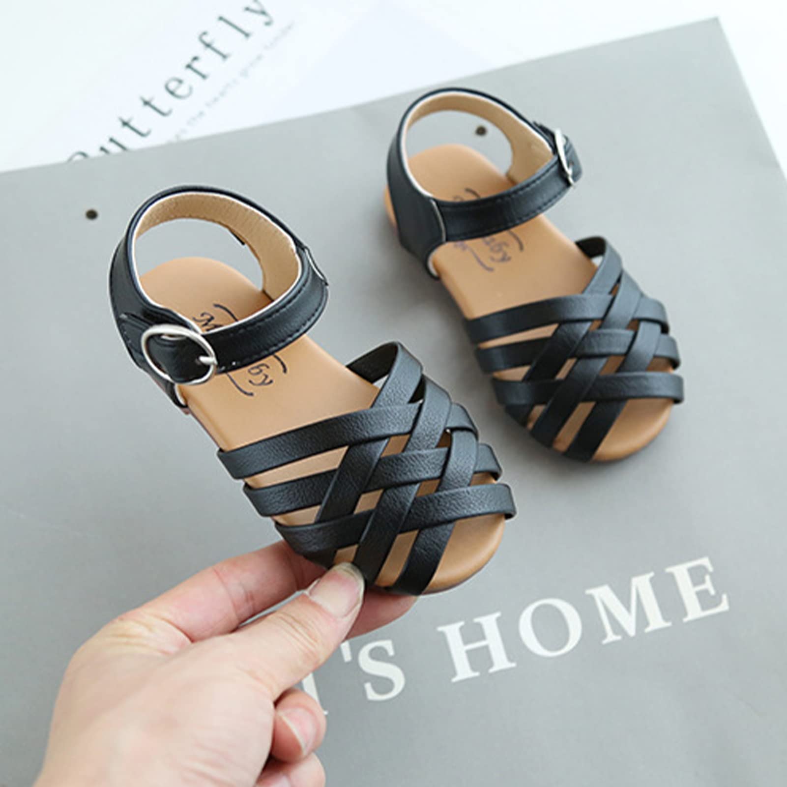 SEAUR Girls & Boys Sandals for Toddlers & Kids - Soft PU Leather Summer Flat Sandals for Outdoor Play, Beach, and Daily Wear