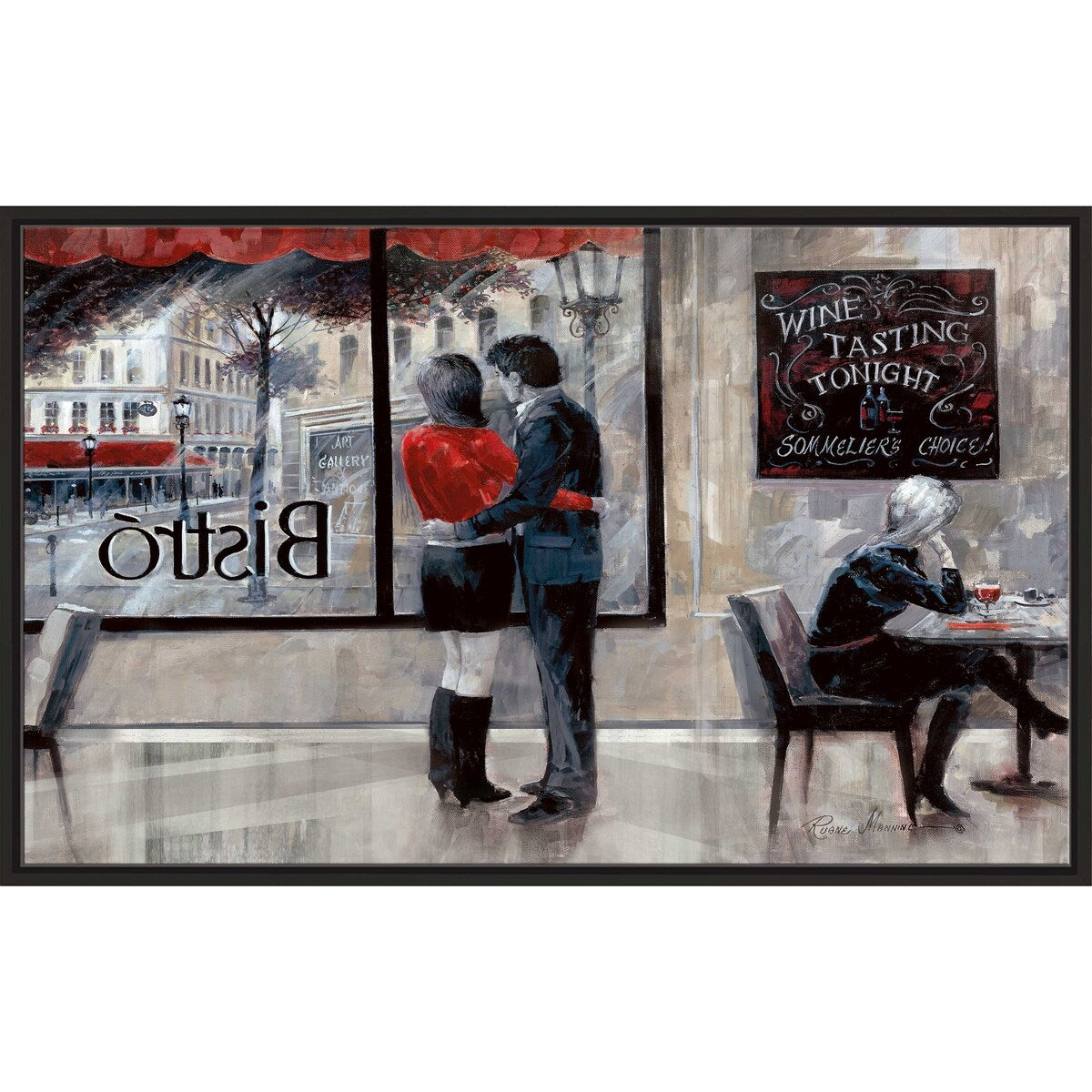 Bistro Romance by Ruane Manning - Premium Floating Canvas Wall Art - Perfect for Living Room, Bedroom & Office Decor