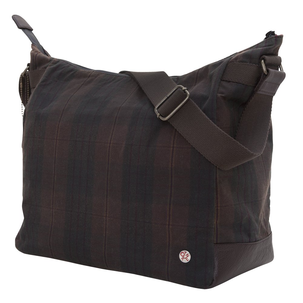 Riverside Waxed Canvas Shoulder Bag - Classic Plaid Design, One Size - Perfect for Travel, Work & Everyday Use