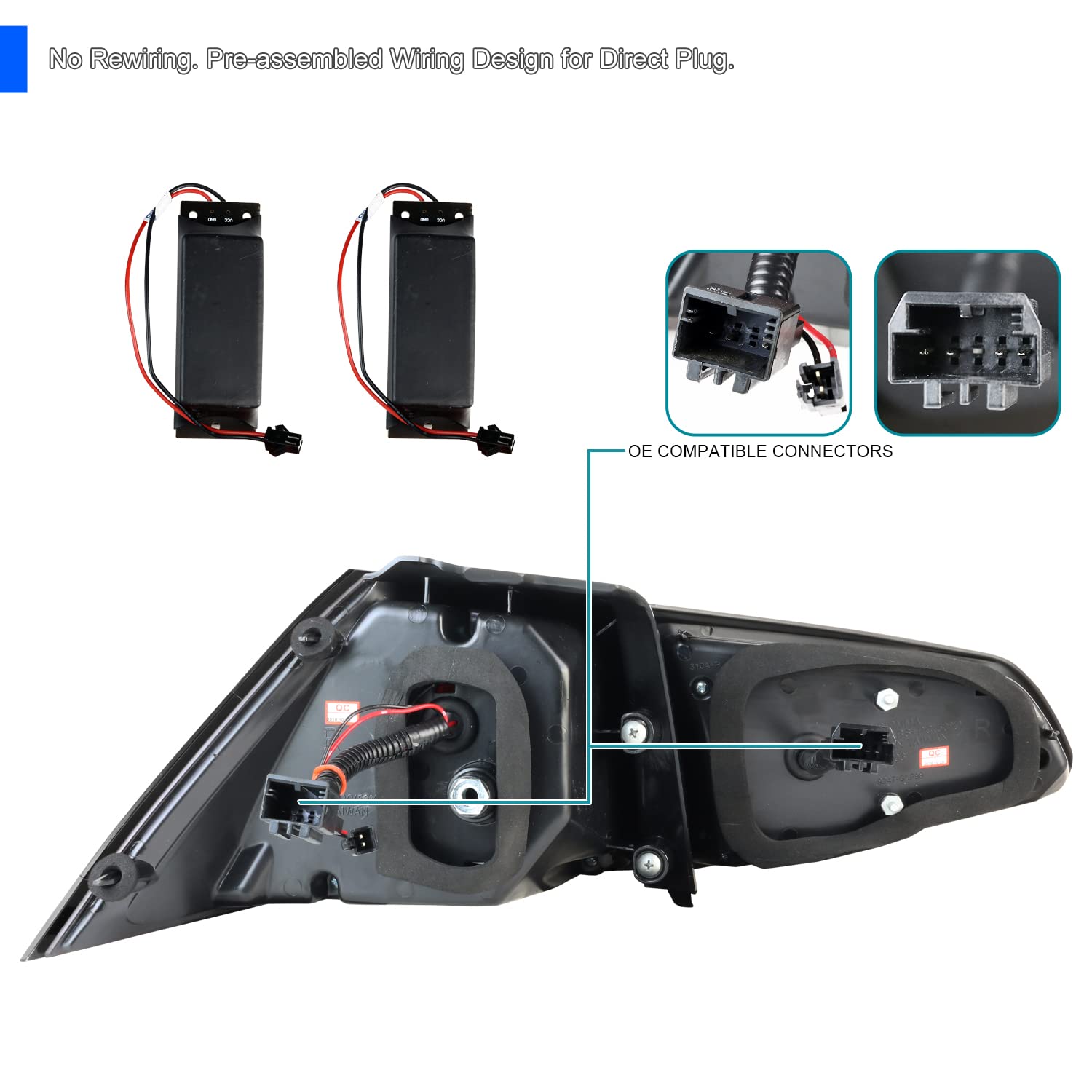 Spec-D Tuning Jet Black Housing Red LED Bar Tail Lights for 2015-2017 Volkswagen Golf GTI - Left & Right Pair Assembly | Enhanced Night Visibility & Style Upgrade for Your VW GTI