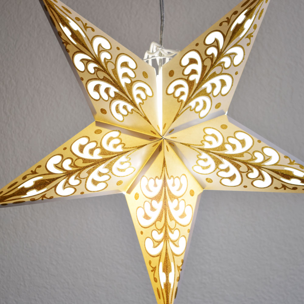 24K Gold Wave Glitter Paper Star Lantern - Hanging Decoration for Christmas, Party, Wedding & Home Decor