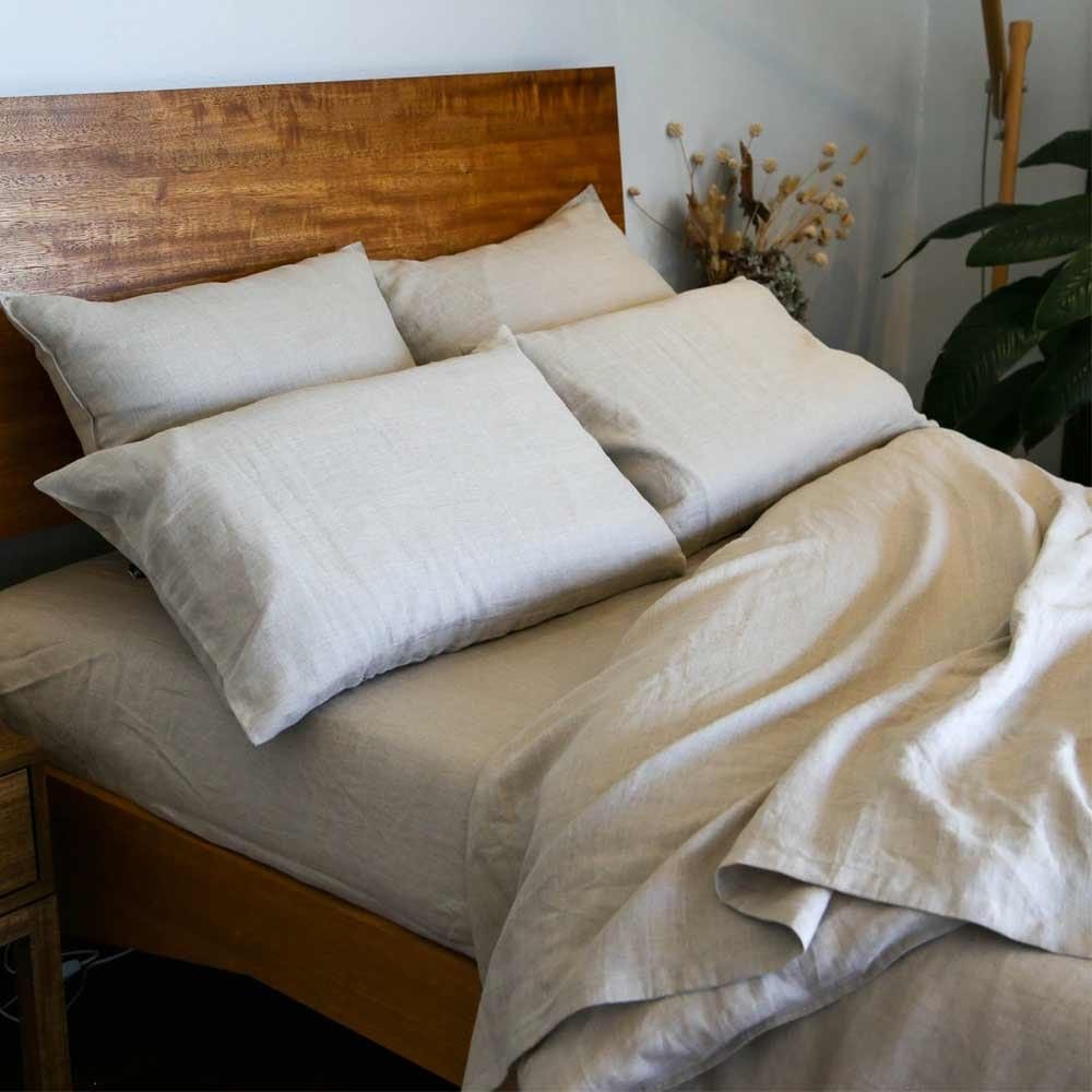 Organic Hemp Linen Sheet Set King Single - Breathable & Eco-Friendly Bedding for Hot Sleepers - Perfect for Summer Nights & Allergy Relief
