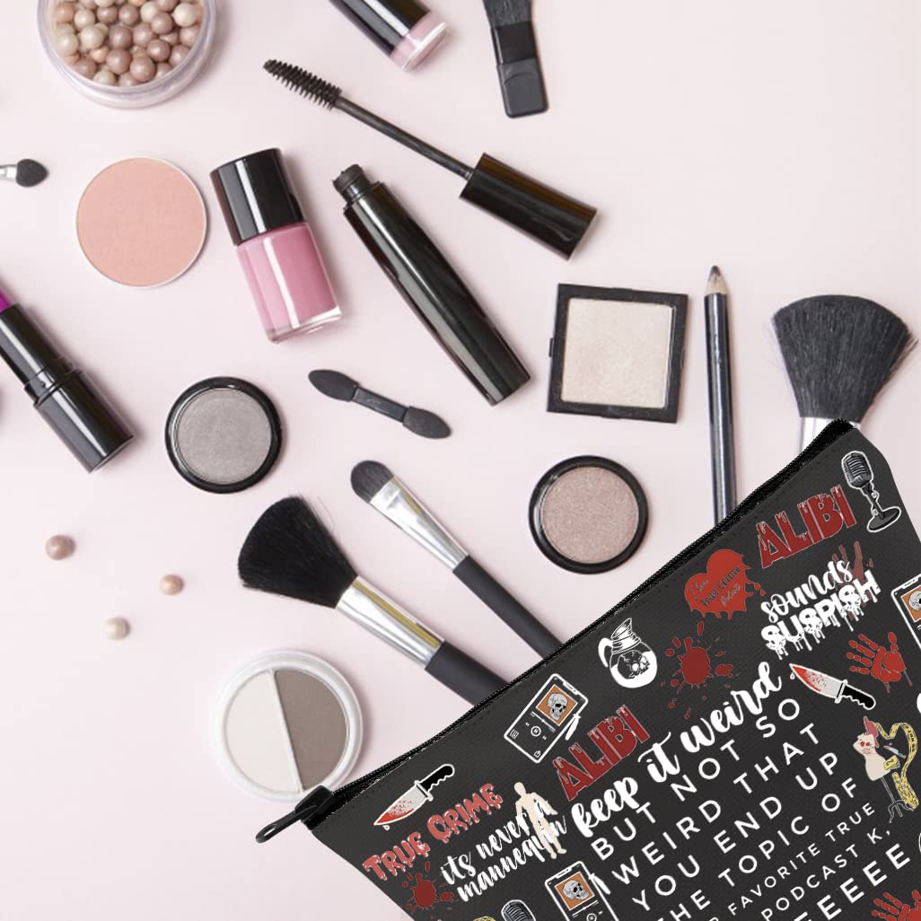 TSOTMO True Crime Inspired Makeup Bag - Morbid Crime Club Gift for True Crime Fans, Zipper Pouch for Cosmetics & Accessories - Perfect for Travel, Gym, and Everyday Use