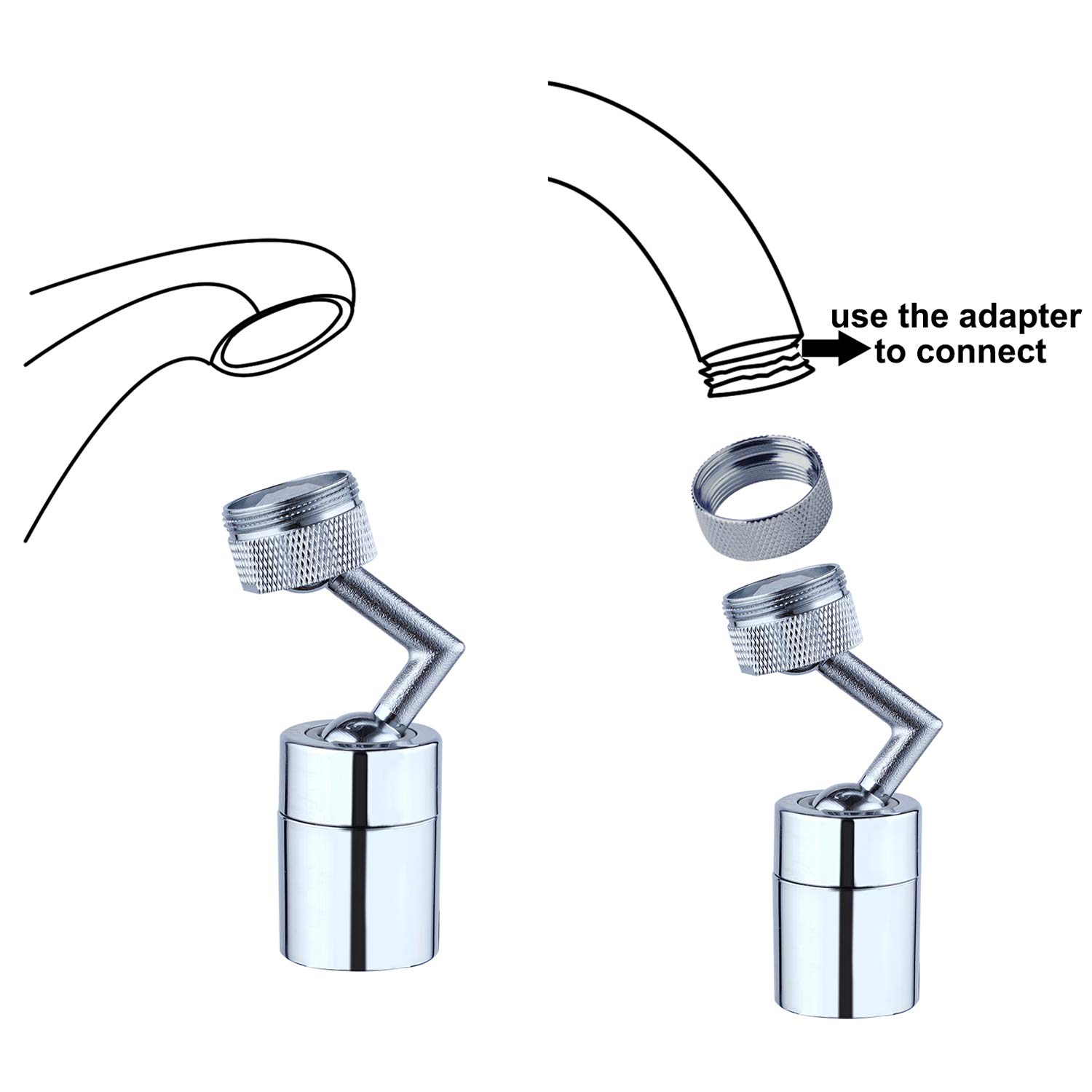 iFealClear 720° Dual-Function Faucet Aerator - 1.8 GPM Swivel Kitchen Sink Faucet Head Replacement with Female/Male Thread & 15/16