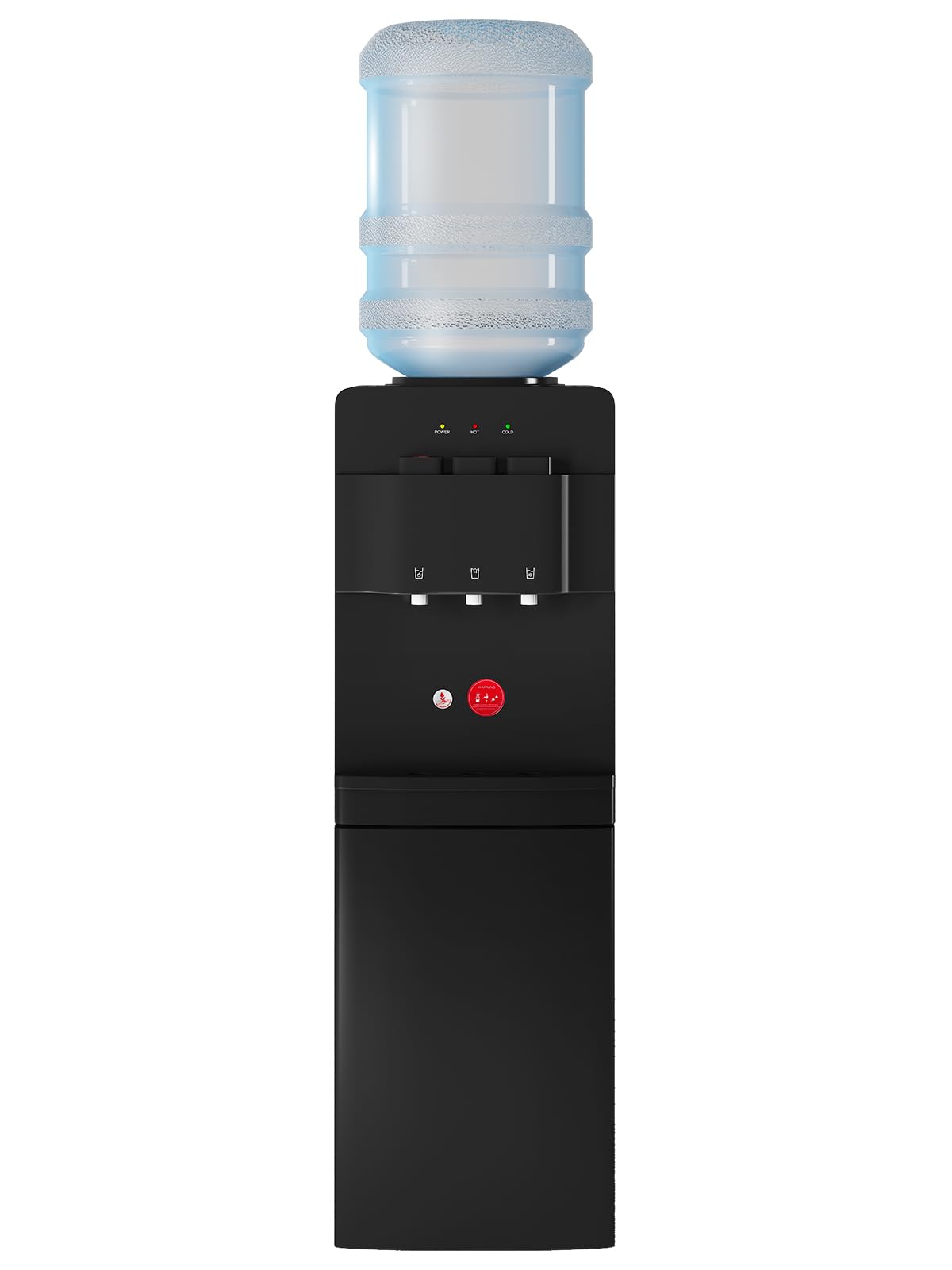 TABU Top Loading Water Cooler Dispenser - 3 Temperature Settings (Hot, Cold, Room) for 3/5 Gallon Bottles, Anti-Scalding Design & Child Safety Lock, Black - Perfect for Home, Office, or Dorm Use