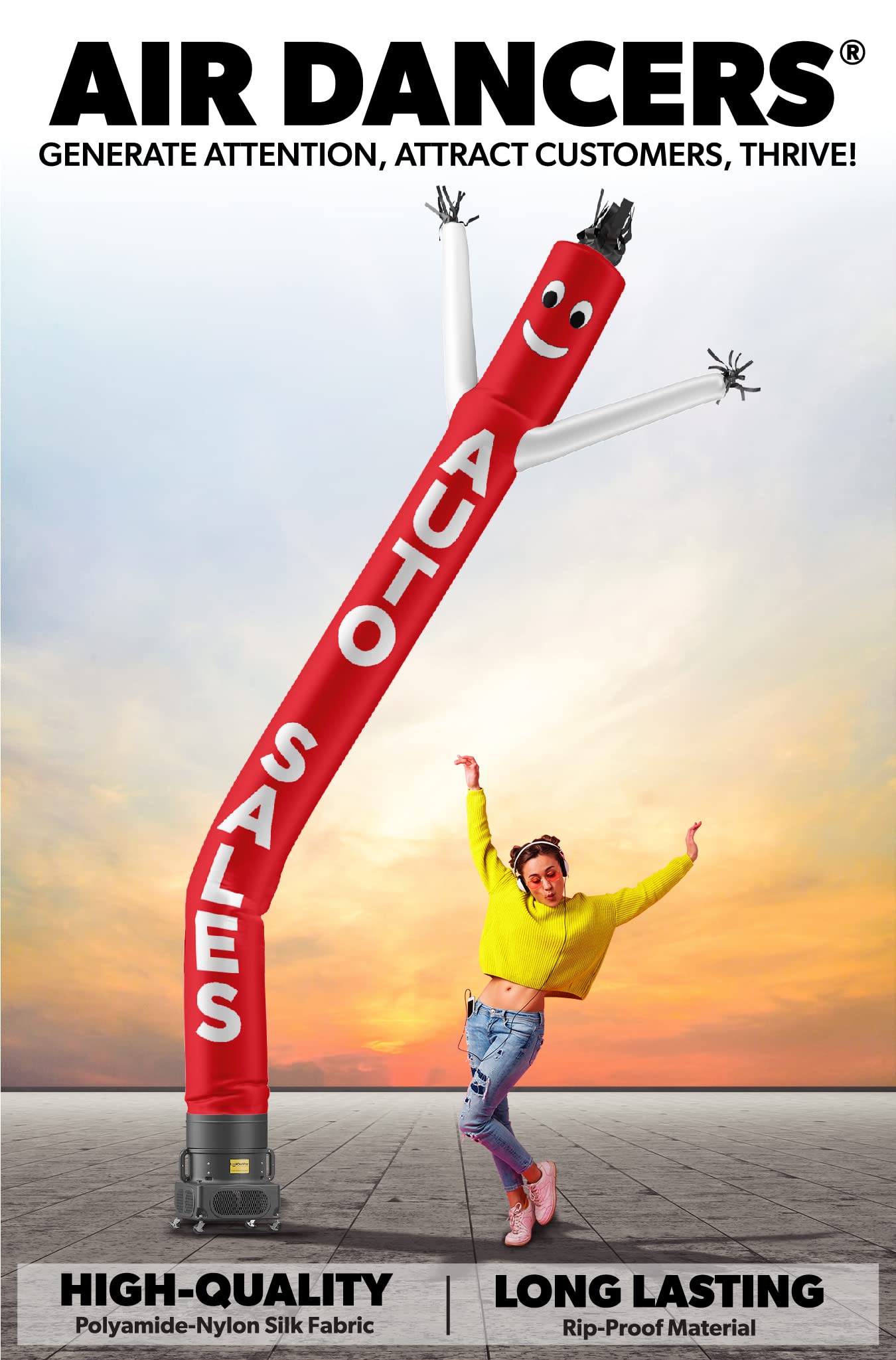 LookOurWay AUTO SALES 20-Ft Inflatable Tube Man Air Dancer Attachment (No Blower Included) - Perfect for Car Dealerships, Grand Openings & Outdoor Advertising