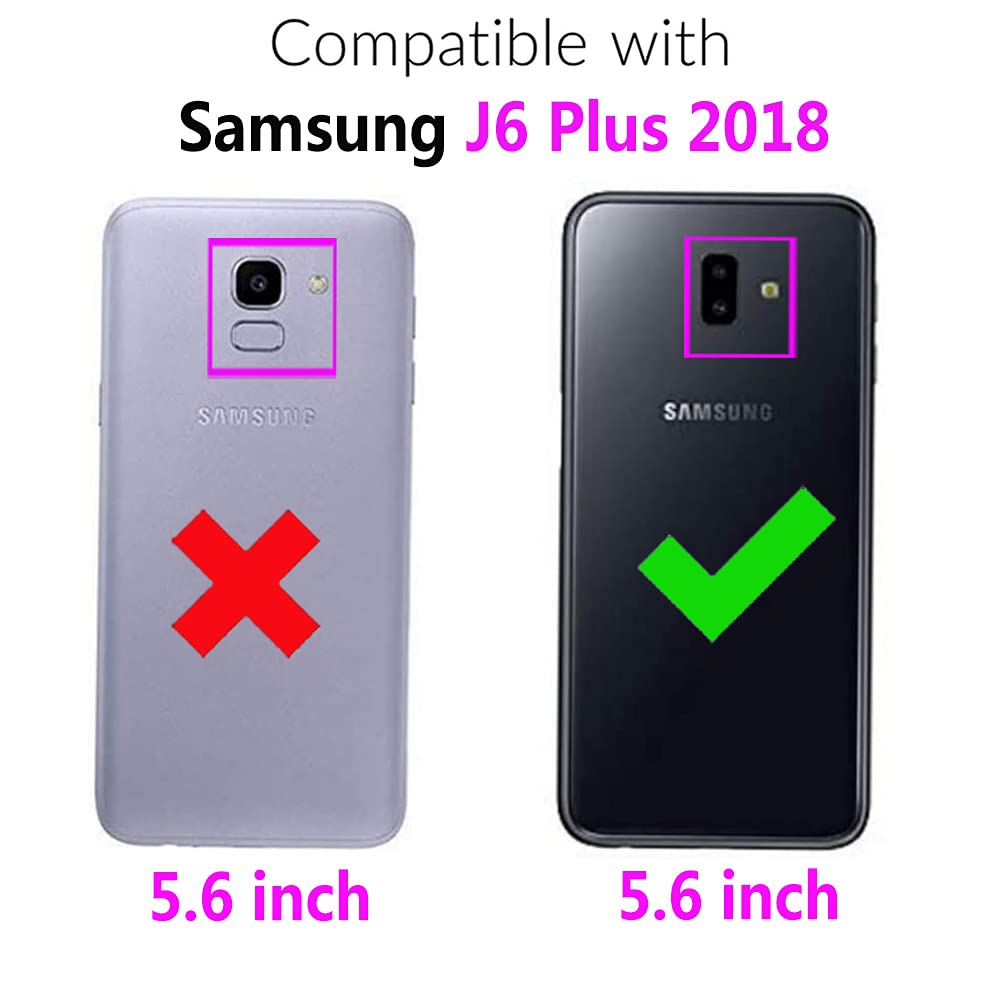 Samsung Galaxy J6 Plus 2018 Wallet Case with Wrist Strap & Card Holder - Leather Flip Cover Phone Case for J6/J6+/J6 Plus (SM-J610FN) - Blue | Perfect for Work, Travel & Everyday Protection