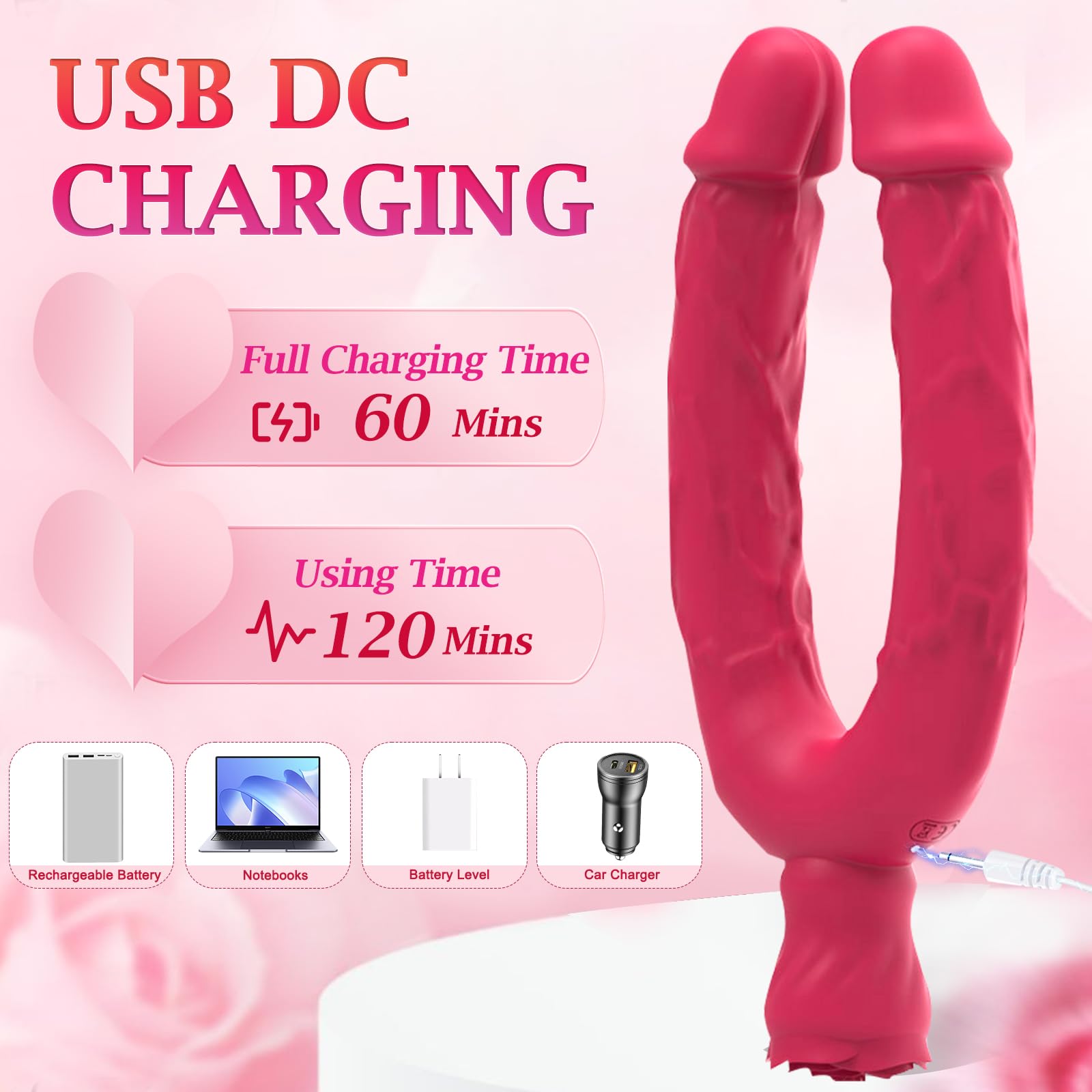 Dual Head Vibrating Dildo for Women - 10 Speed G-Spot & Anal Stimulator - Large Lesbian Sex Toy for Couples & Solo Play - Perfect for Couples Intimacy & Adult Playtime