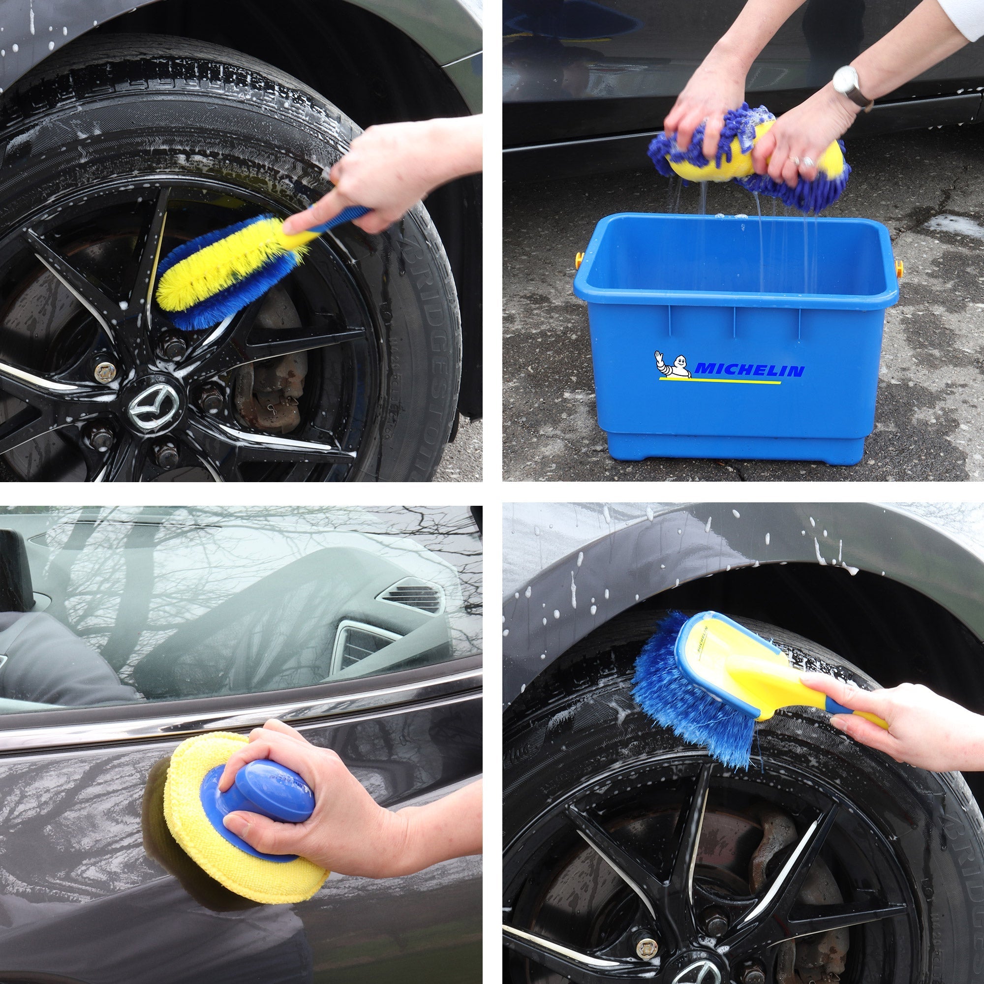 Michelin Ultimate 11-Piece Car Wash Kit with 4.5 Gal Bucket, Mag Wheel Brushes, Microfiber Duster & Detailing Tools - Includes Chenille Sponge, Applicator Pads & Drying Towel for Cars, SUVs & Trucks | Perfect for Home Car Washing & Vehicle Detailing