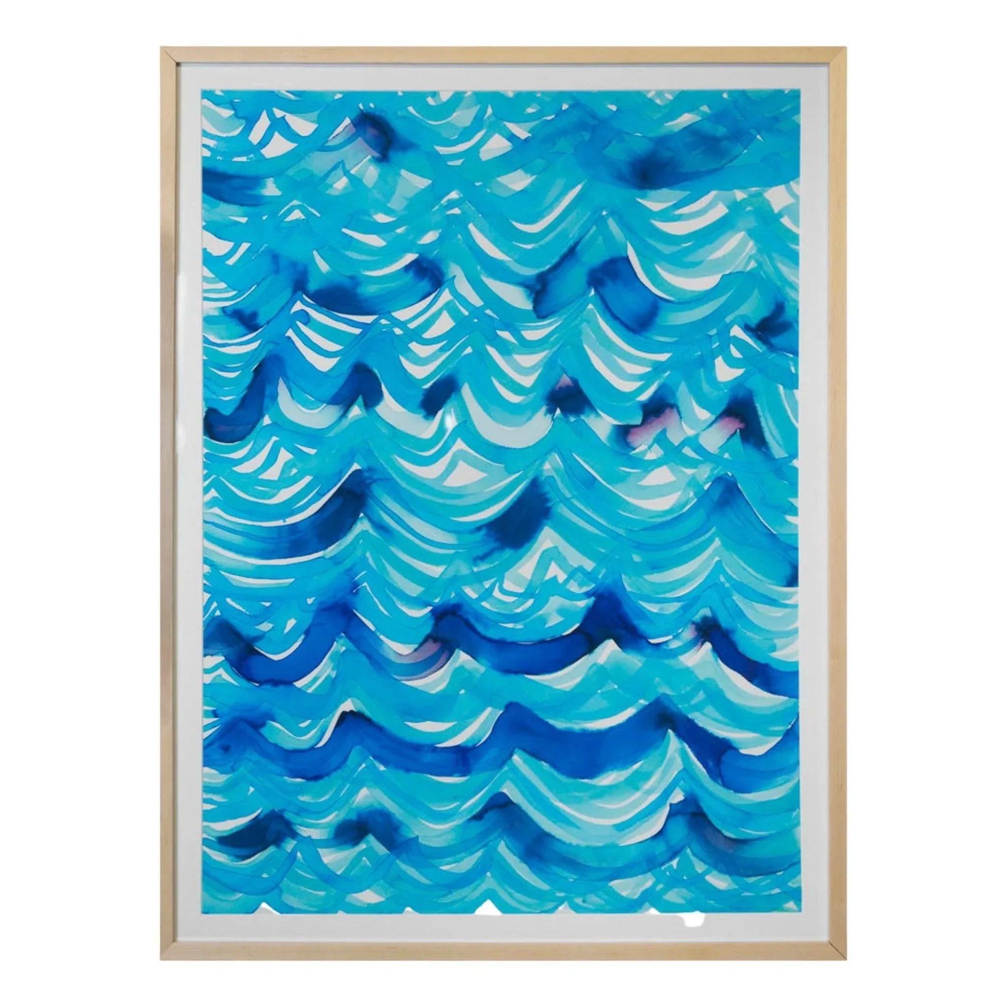 Blue Ocean Waves Abstract Framed Wall Art - Modern Coastal Decor for Living Room, Bedroom & Office - Perfect Beach House Painting for Home & Office Decor