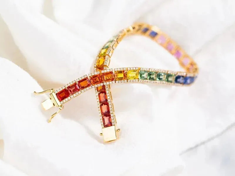 18K Yellow Gold Diamond & Aquamarine Bracelet for Women - Luxury Elegant Jewelry for Parties, Weddings & Special Occasions