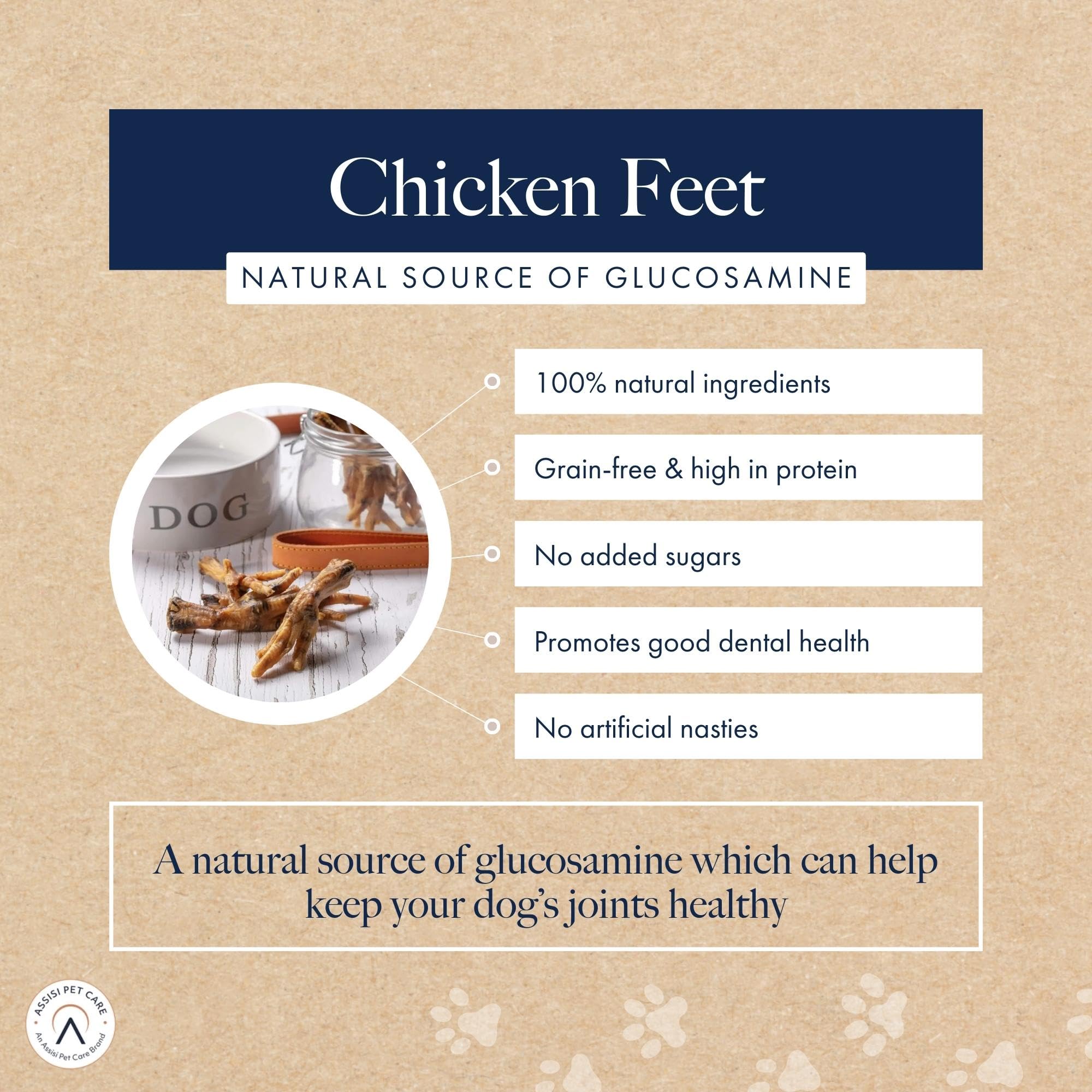 **Hollings 100% Natural Chicken Feet Dog Treats – Grain-Free, High-Protein, Crunchy Snacks for Adult Dogs (2kg) – Perfect for Training, Rewards & Dental Health**