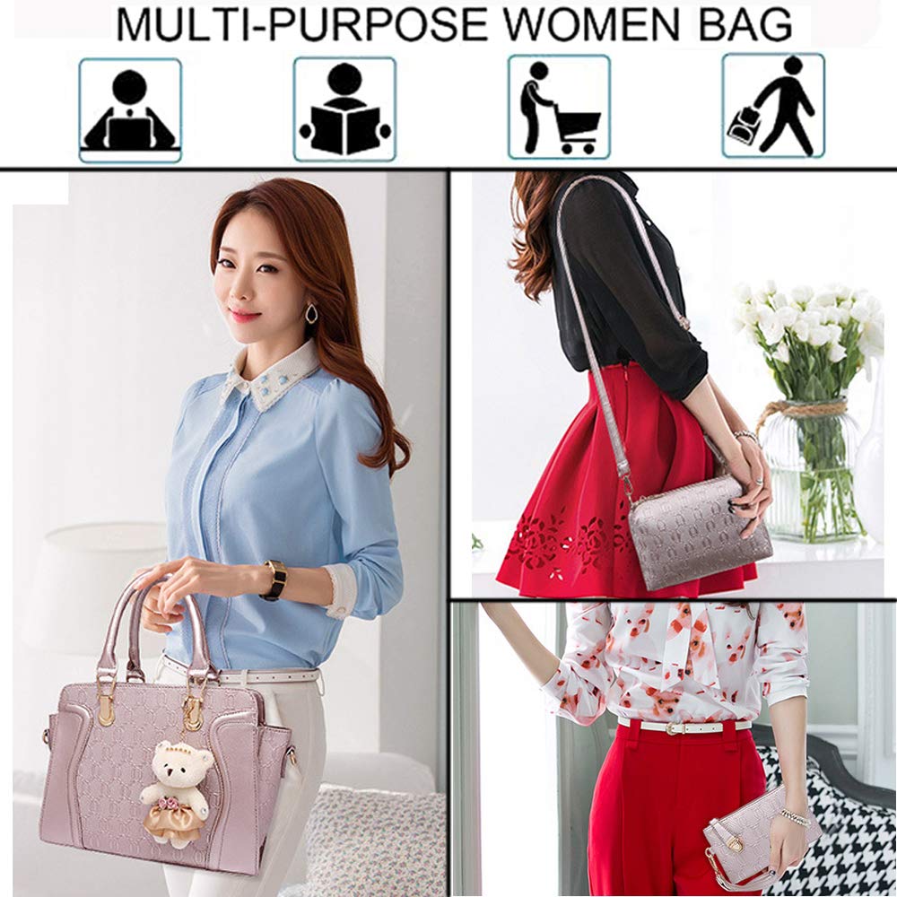Stylish PU Leather Handbag & Shoulder Bag Set - Fashion Tote, Messenger Bag, Wallet & Card Holder (4-Piece) - Perfect for Work, Travel & Everyday Use