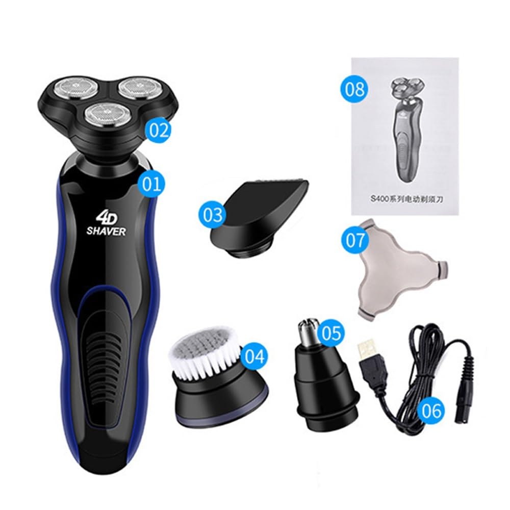 Electric Head Shaver for Bald Men - 4-in-1 Rechargeable Shaving Machine with 3 Blades & Nose Hair Trimmer | Perfect for Travel, Gym & Daily Grooming Routine