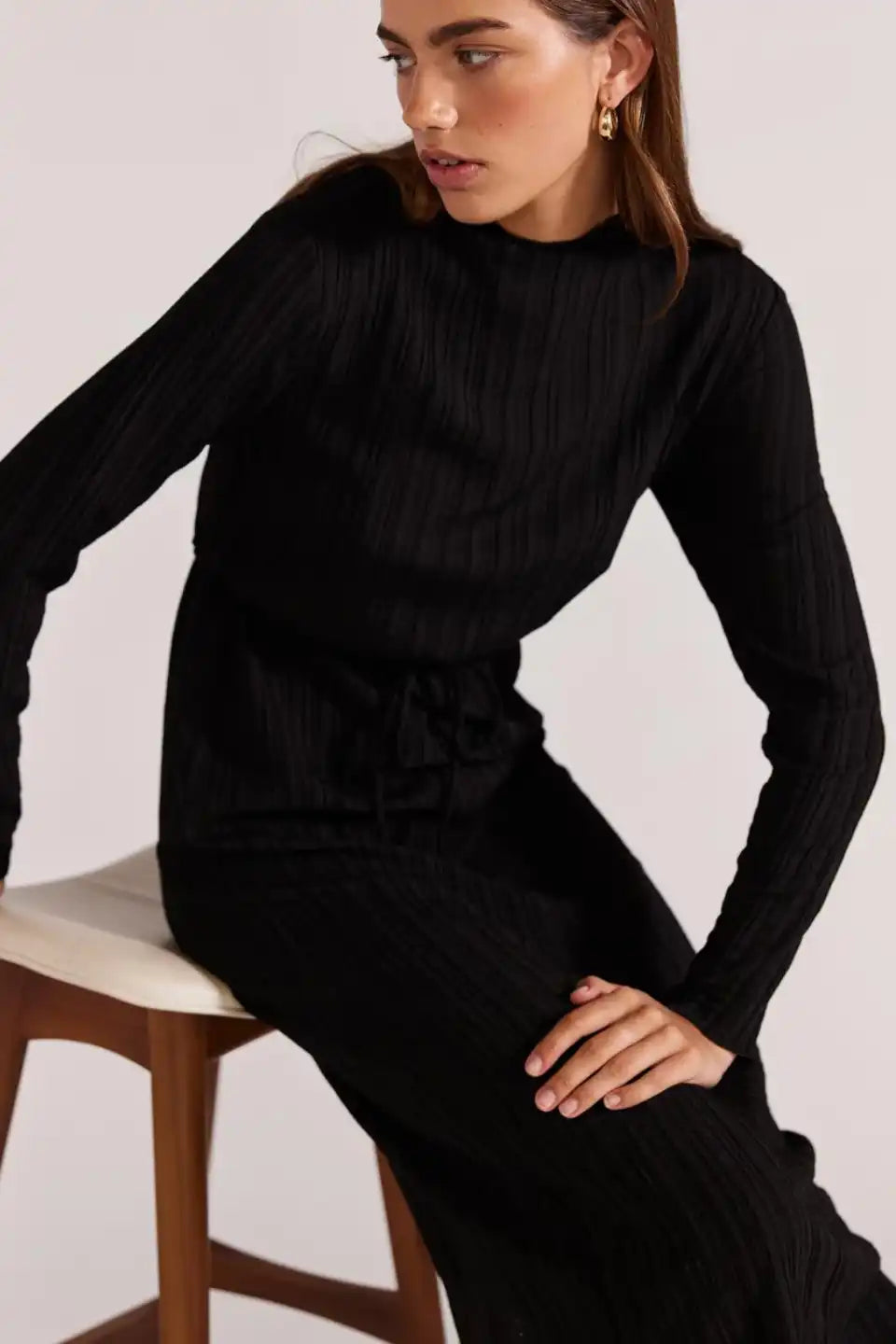 Carmon Black Long Sleeve Maxi Dress for Women - Elegant Flowy Evening Gown for Parties, Weddings & Special Occasions