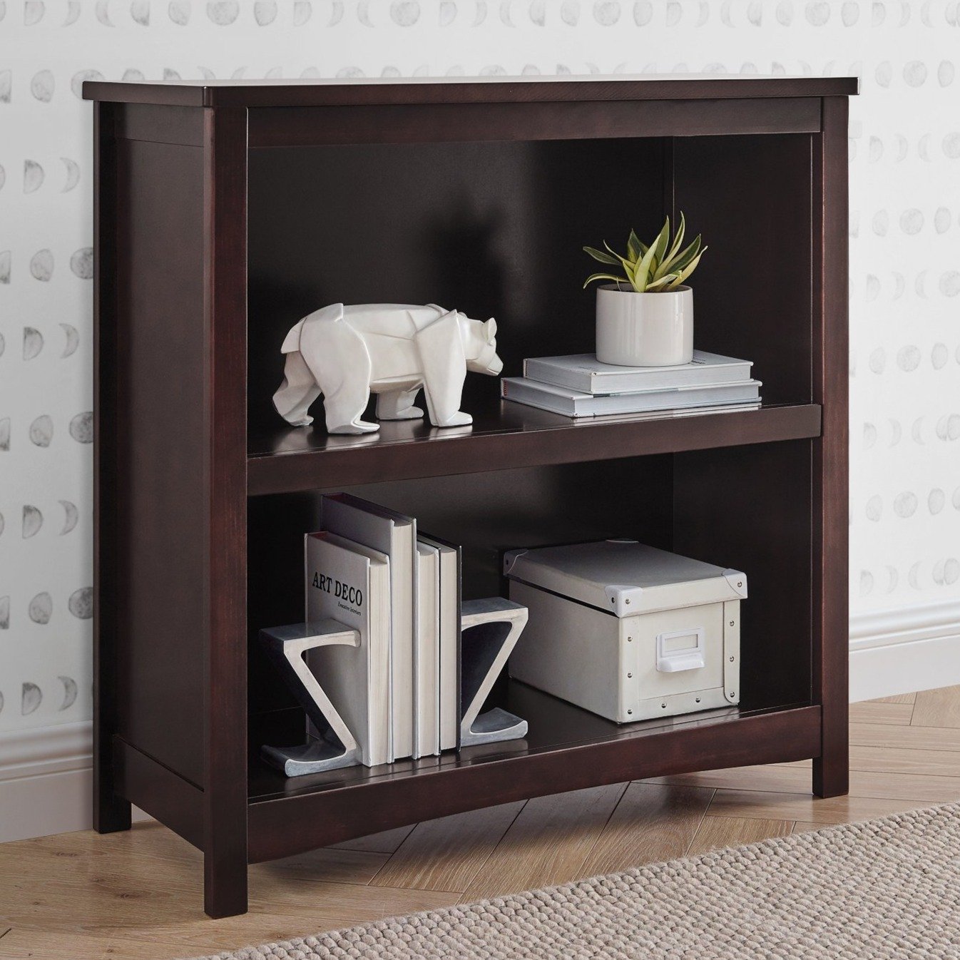 Universal 2 Shelf Bookcase - Sturdy Wooden Storage Shelf for Books, Toys & Decor | Perfect for Living Room, Bedroom, Office & Dorm Organization