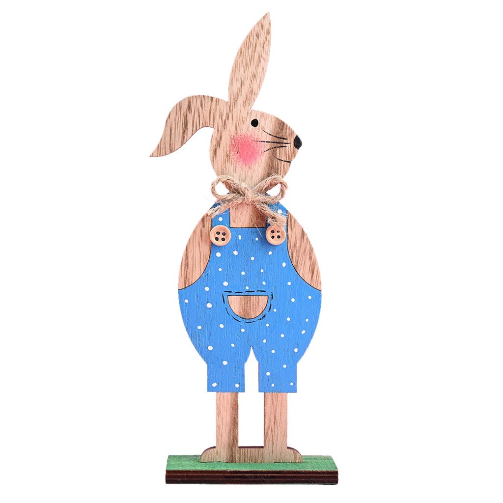 Easter Wooden Rabbit Decorations - Handcrafted Blue Bunny Ornaments for Home, Party & Holiday Decor - Perfect for Easter Gifts, Spring Crafts, and Seasonal Pumpkin Patch Decorations