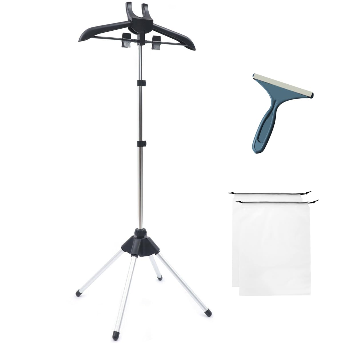 Portable Steamer Stand for Clothes - Adjustable Garment Hanger with 2 Storage Bags & Lint Remover - Perfect for Travel, RV, Home & Hotel Use - Steam Iron Rack for Wrinkle-Free Clothes Anywhere