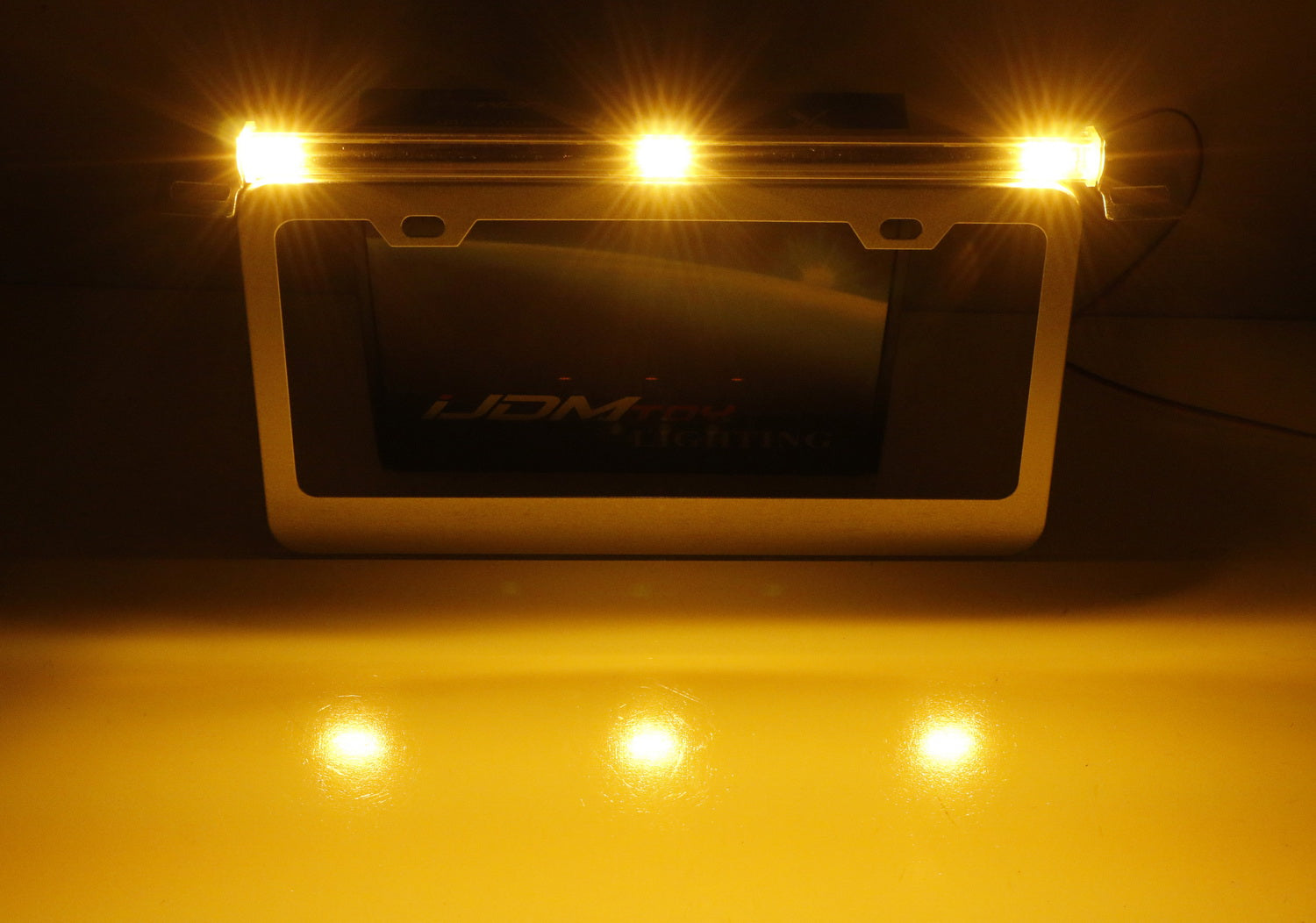 3 Dot Raptor Style Front License Plate Frame with Amber LED Clearance Lightbar - Heavy Duty Off-Road Truck Accessory for Ford F150 Raptor & Pickup Trucks (Ideal for Night Driving & Off-Road Adventures)