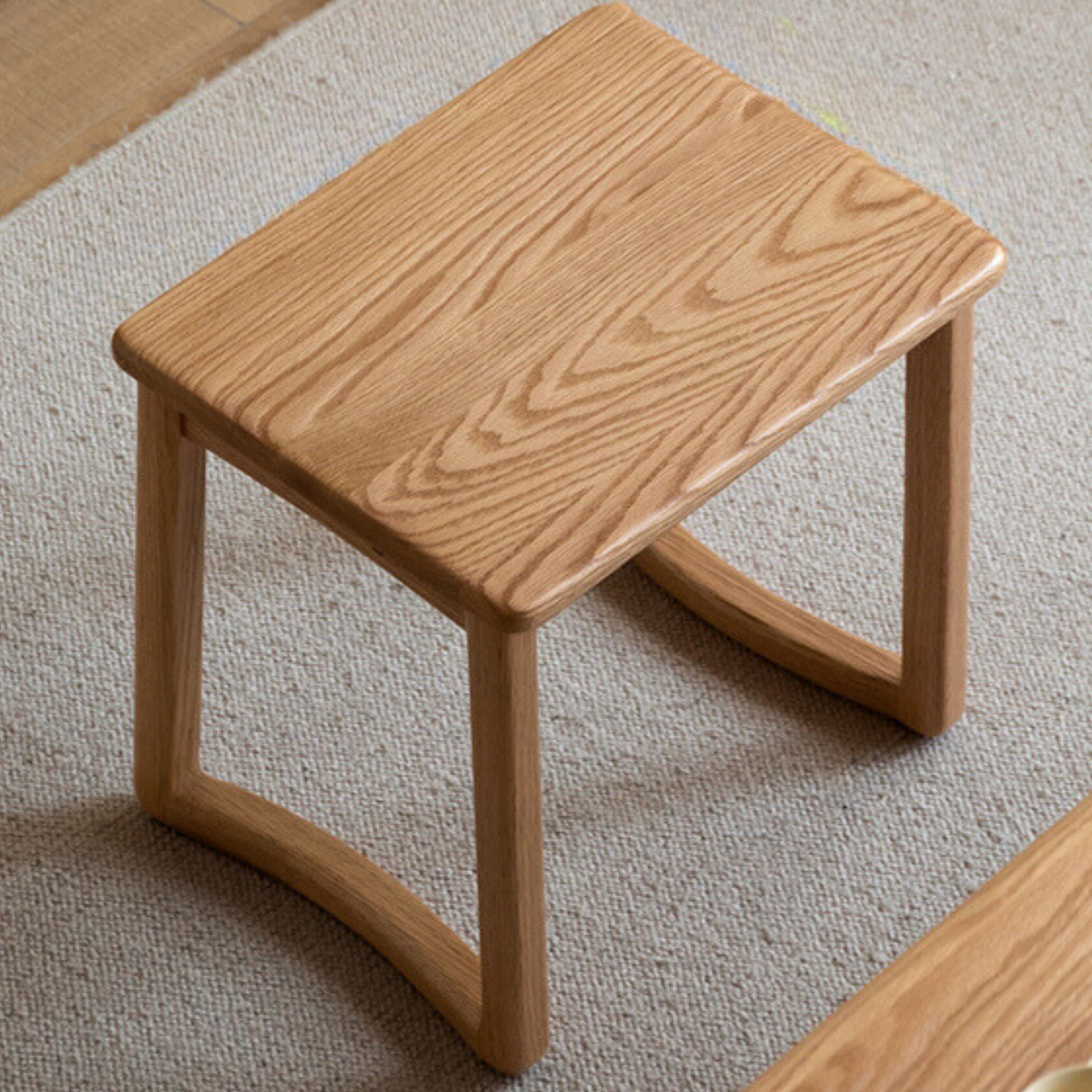Premium Oak & Ash Solid Wood Tea Stool - Handcrafted Rustic Side Table for Living Room, Bedroom, or Balcony - Perfect for Tea Ceremonies, Reading Nook, or Decorative Accent