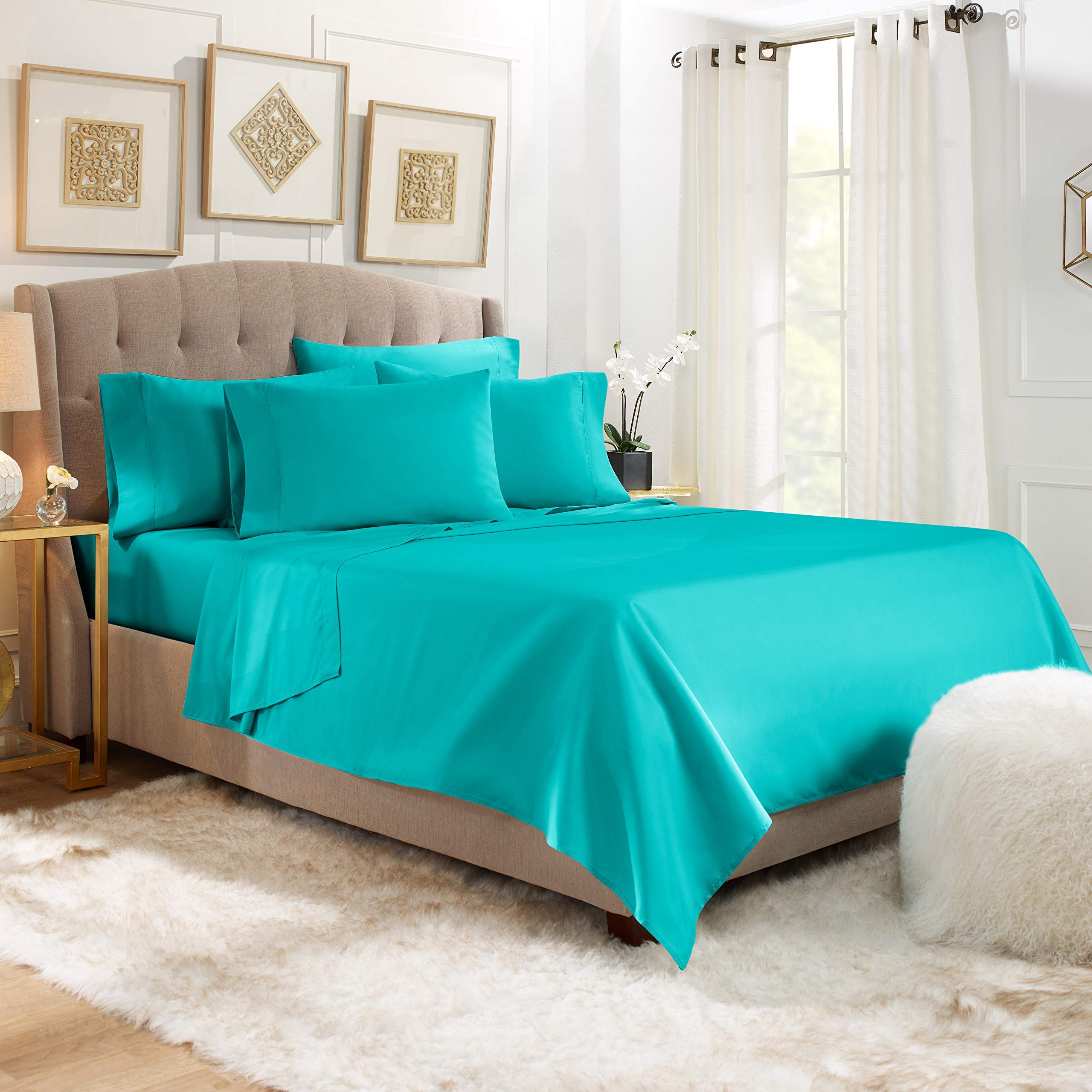 4Pcs RV King Size Sheets Set - 800 Thread Count 100% Organic Cotton Soft & Smooth Bedding - Deep Pocket Fits Mattress Up to 20