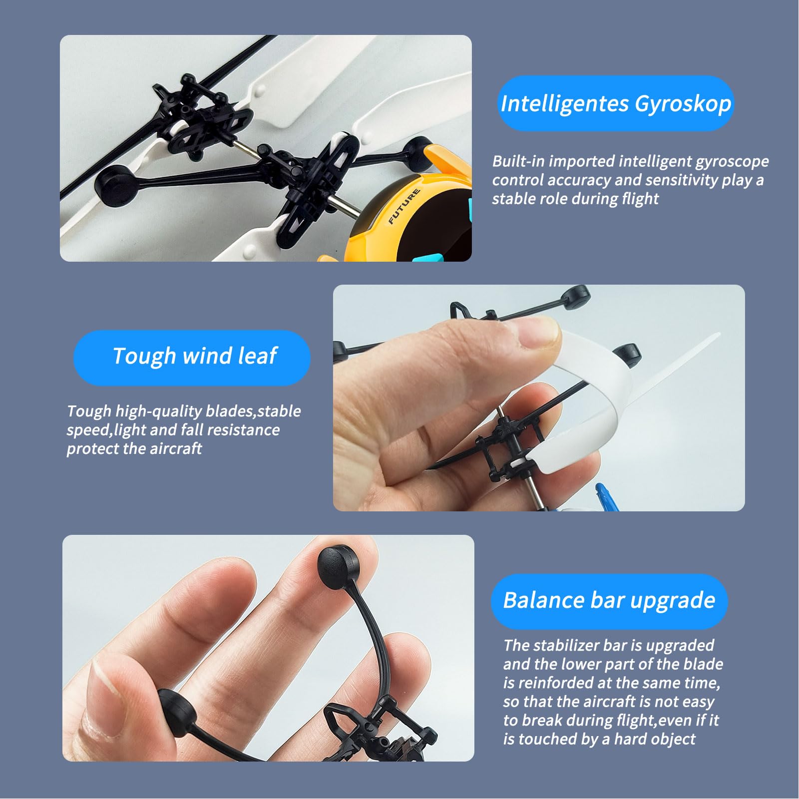 **Remote Control Helicopter Drone with LED Lights - RC Flying Robot Toy for Kids Ages 5-12, Boys & Girls - Indoor & Outdoor Mini Drone for Birthday Gifts, Parties & Family Fun (Yellow)**