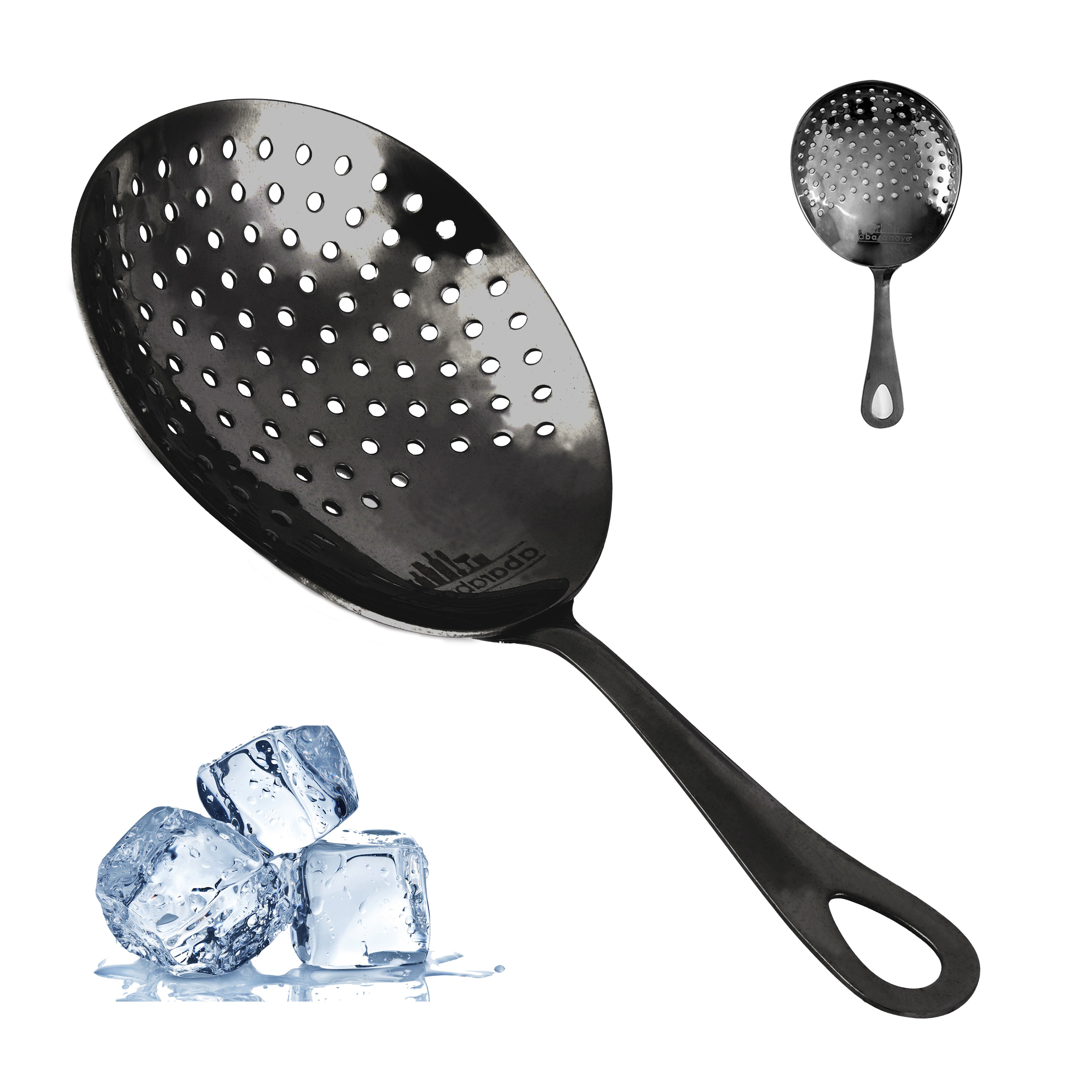 Premium Black Julep Strainer - High-Quality Cocktail Filter for Mint Julep & Whiskey Drinks - Perfect for Home Bars & Mixology Enthusiasts