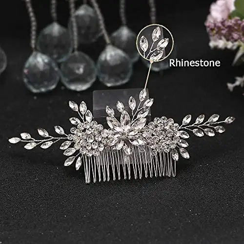 Sparkling Silver Rhinestone Hair Comb for Women - Elegant Bridal Wedding Hair Accessories & Prom Party Hair Jewelry