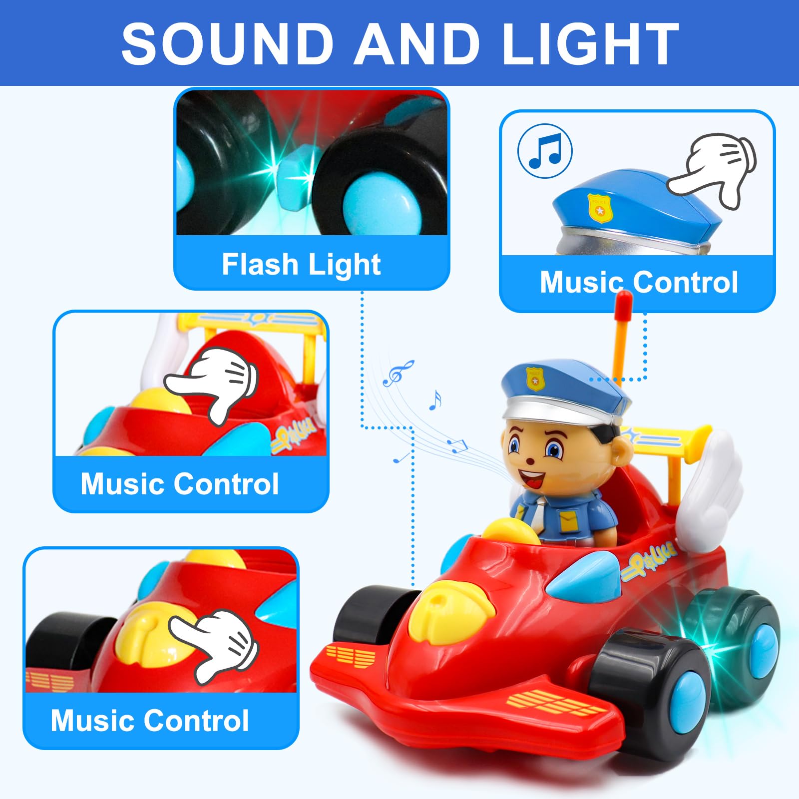 HDOTI Remote Control Car for Toddlers - Cartoon RC Toy for Boys & Girls Age 3+, Best Christmas & Birthday Gift for Kids - Fun Indoor & Outdoor Play Toy for Preschoolers