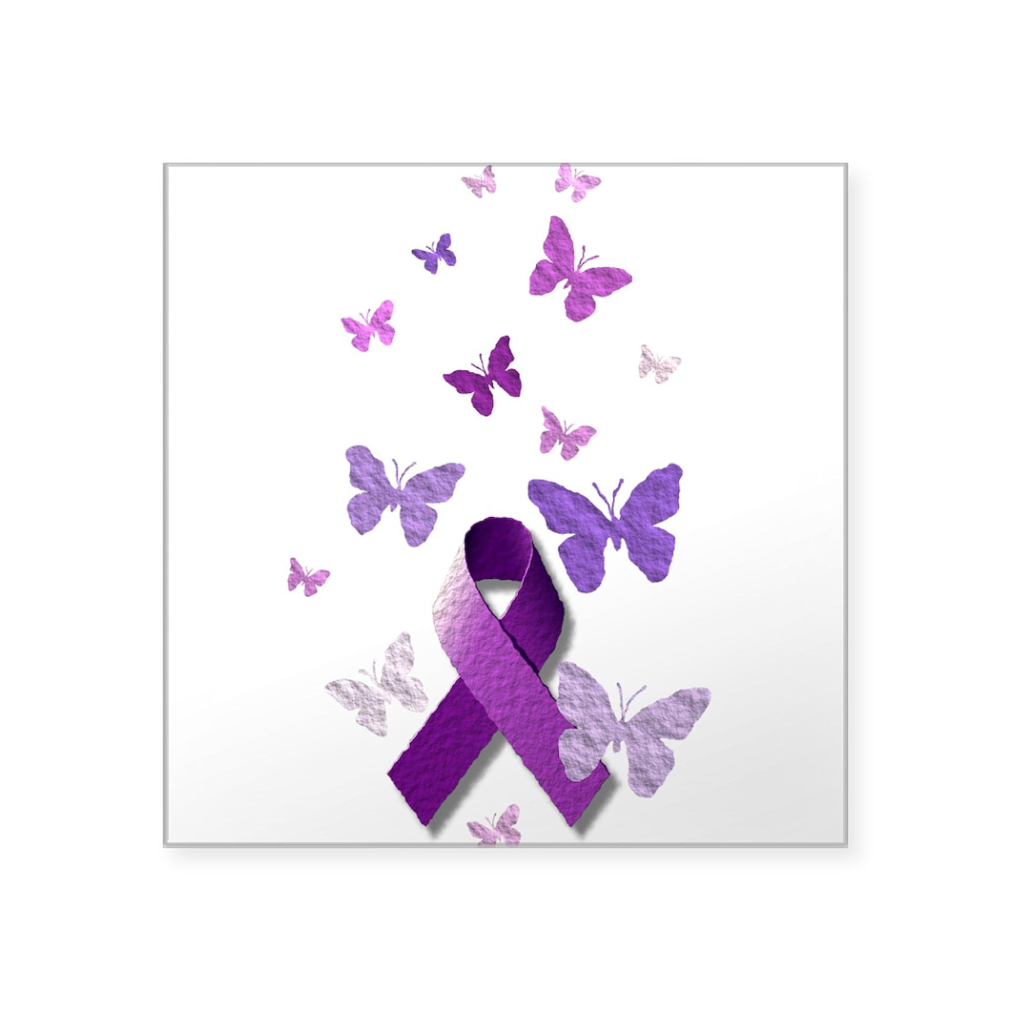 Purple Awareness Ribbon Square Sticker 3
