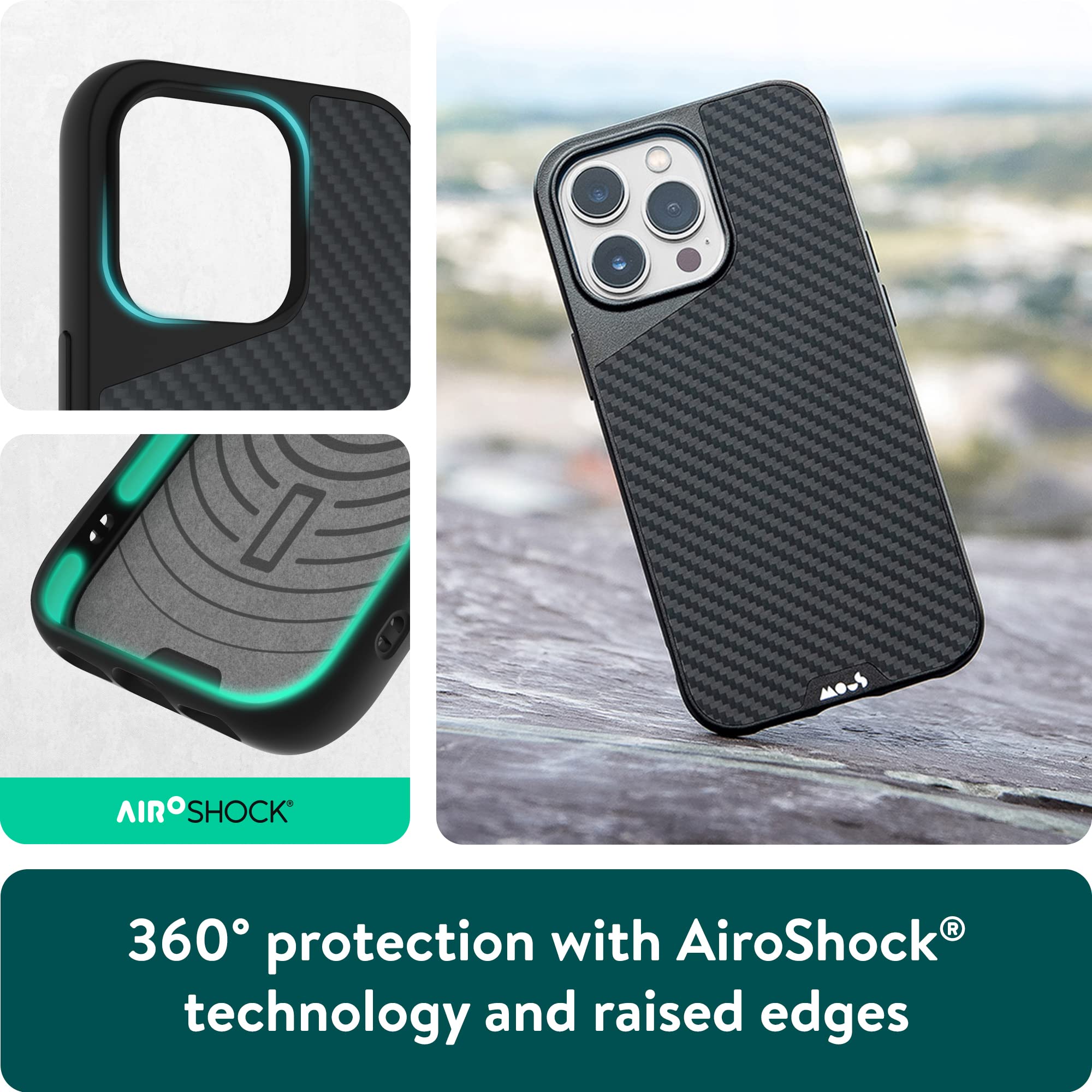 Mous Carbon Fiber iPhone 14 Pro Case - Limitless 5.0 Protective Cover with MagSafe Compatibility | Shockproof Phone Case for Everyday Protection & Outdoor Adventures