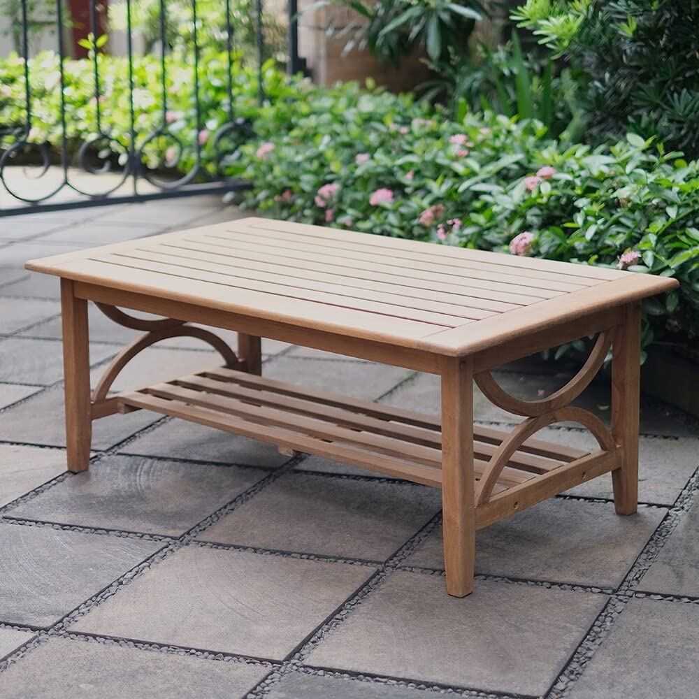 Cambridge Casual Chester Superior Indonesian Teak Patio Coffee Table - Natural Teak Wood Outdoor Furniture for Garden, Deck, Poolside & Patio