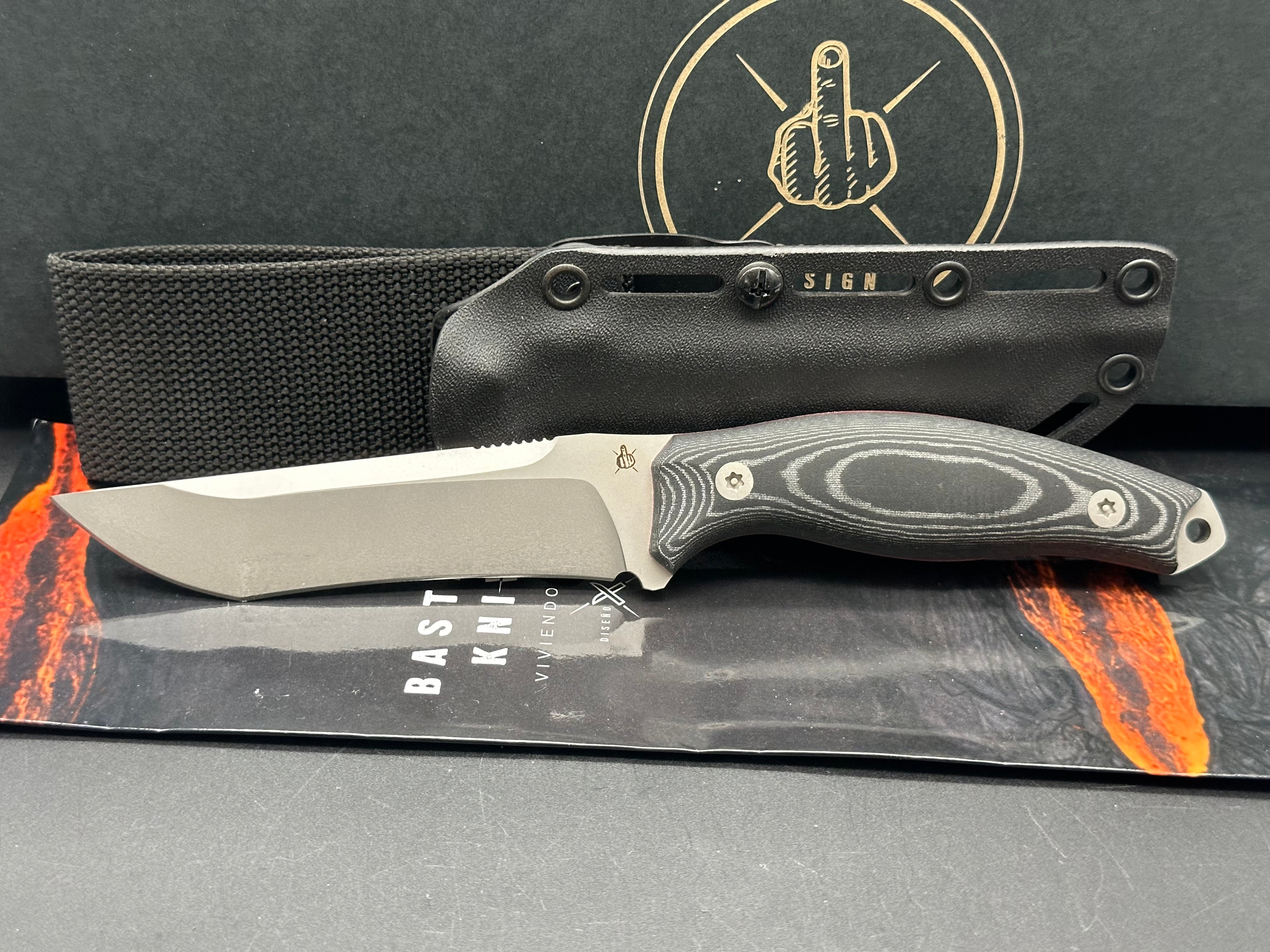 BASTARD KNIVES REAPER Fixed Blade Knife - Sleipner Steel Blade with Black Micarta Handle & Kydex Sheath | Tactical Survival, Outdoor Camping, Hunting Gear