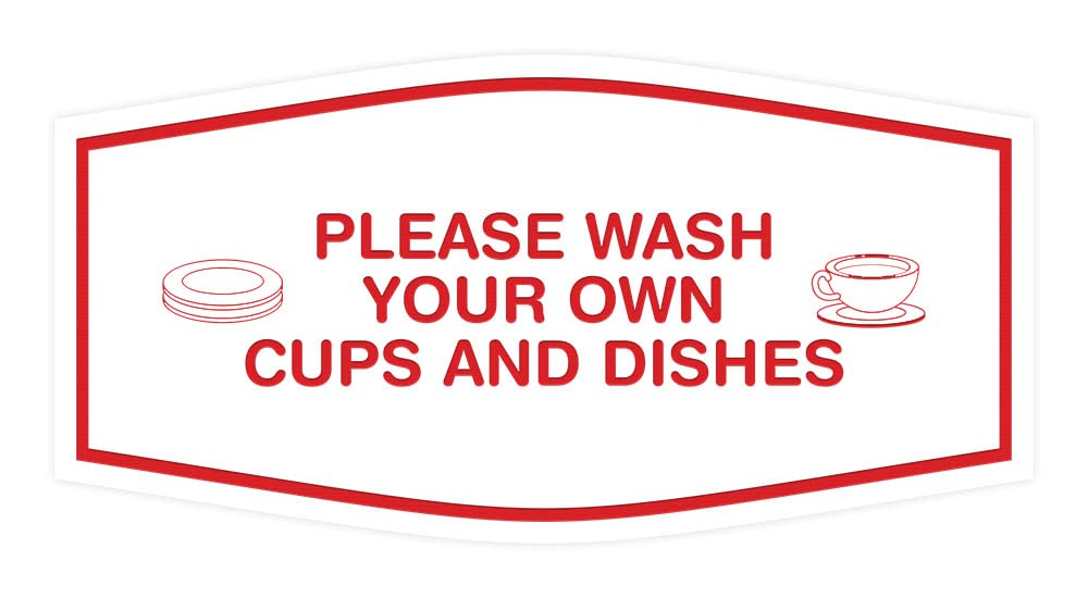 Funny 'Please Wash Your Own Dishes' Sign - White/Red Small Kitchen Decor for Home, Office, Dorm - Perfect for Sink Area & Roommates