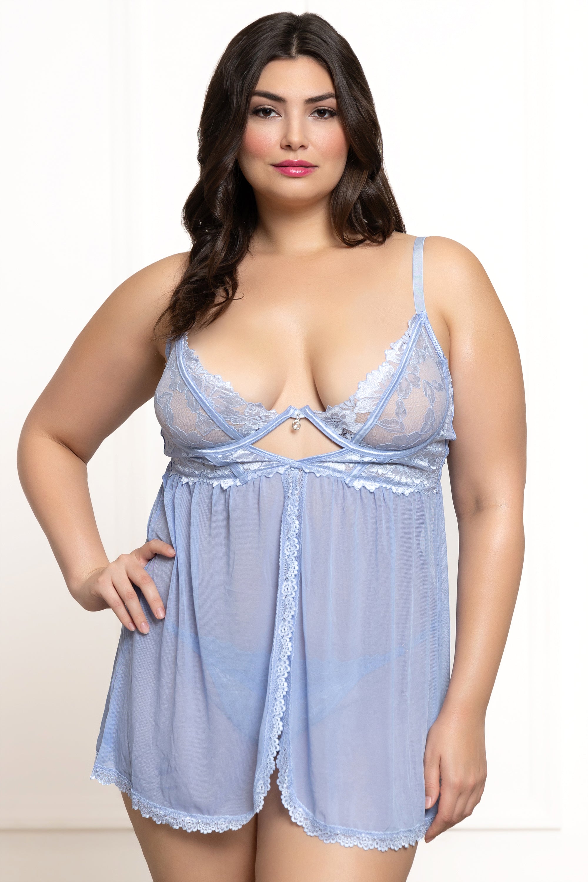 Sexy Lace & Mesh Babydoll Set - Women's Romantic Lingerie for Valentine's Day, Honeymoon & Anniversary Gifts