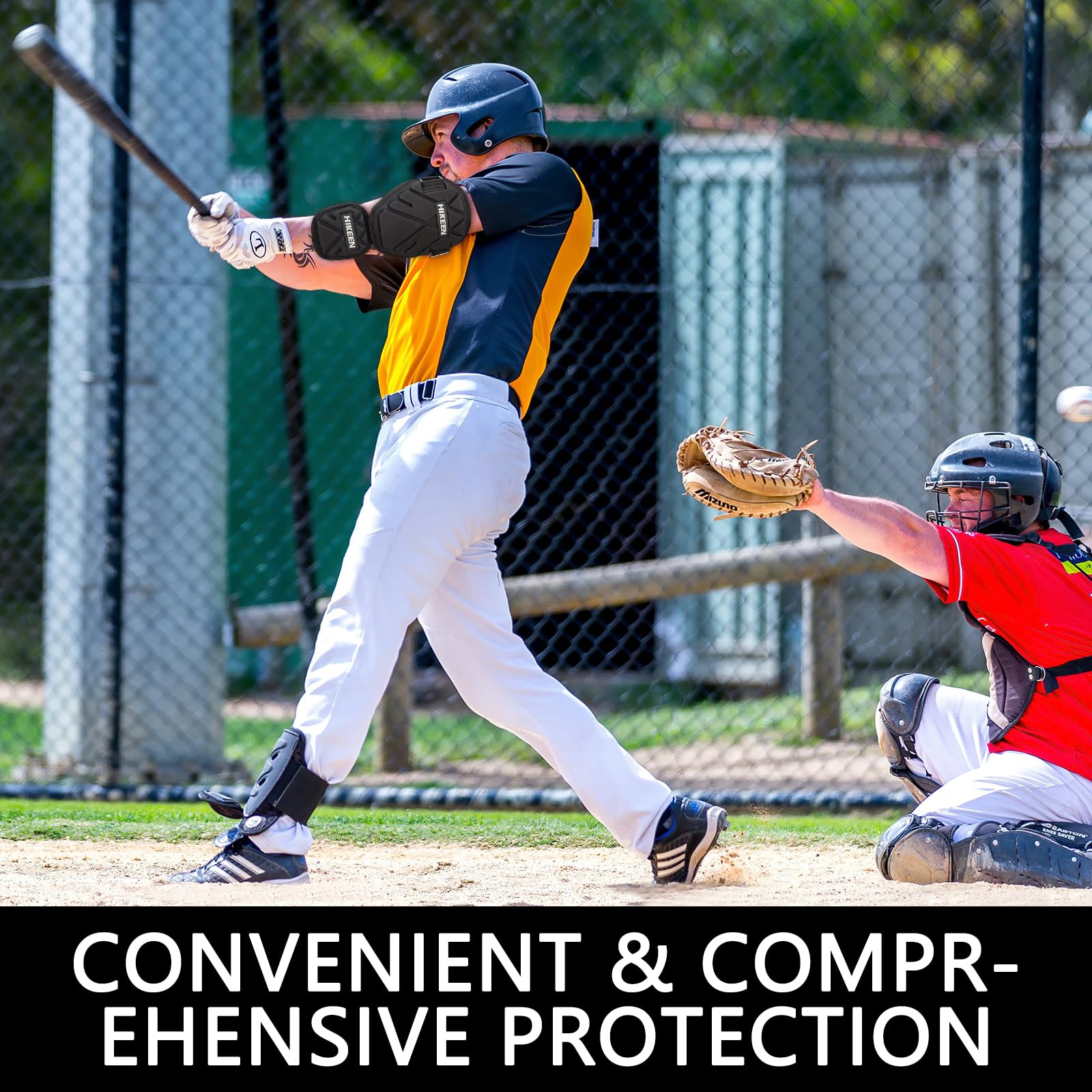 Hikeen Baseball Elbow Guard - Adult Batter Elbow Pads for Softball & Baseball Batting - Protective Forearm & Bicep Shield for Sports Training & Games