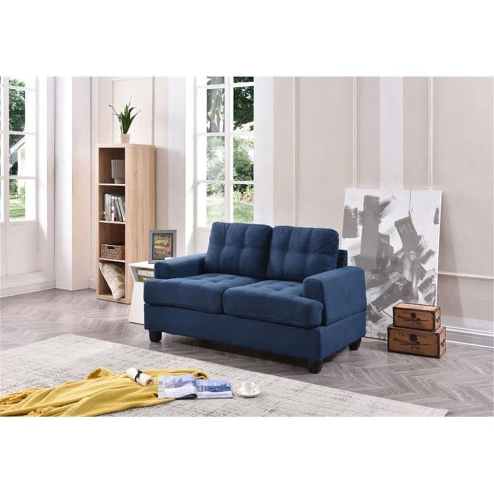 Glory Furniture Sandridge Microsuede Loveseat in Navy Blue - Comfortable Small Sofa for Living Room, Apartment & Office - Perfect for Relaxing, Entertaining & Small Spaces