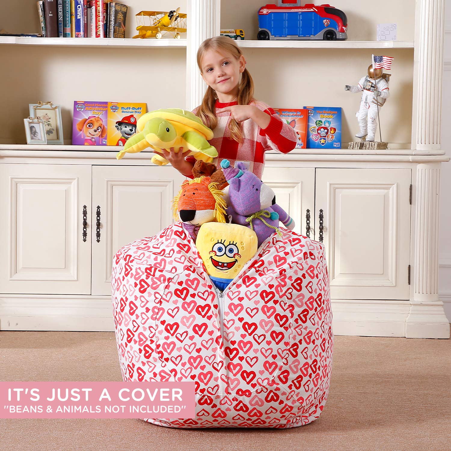 Aubliss Stuffed Animal Storage Bean Bag Chair - Convertible Plush Toy Organizer & Kids Bean Bag Seat - 38