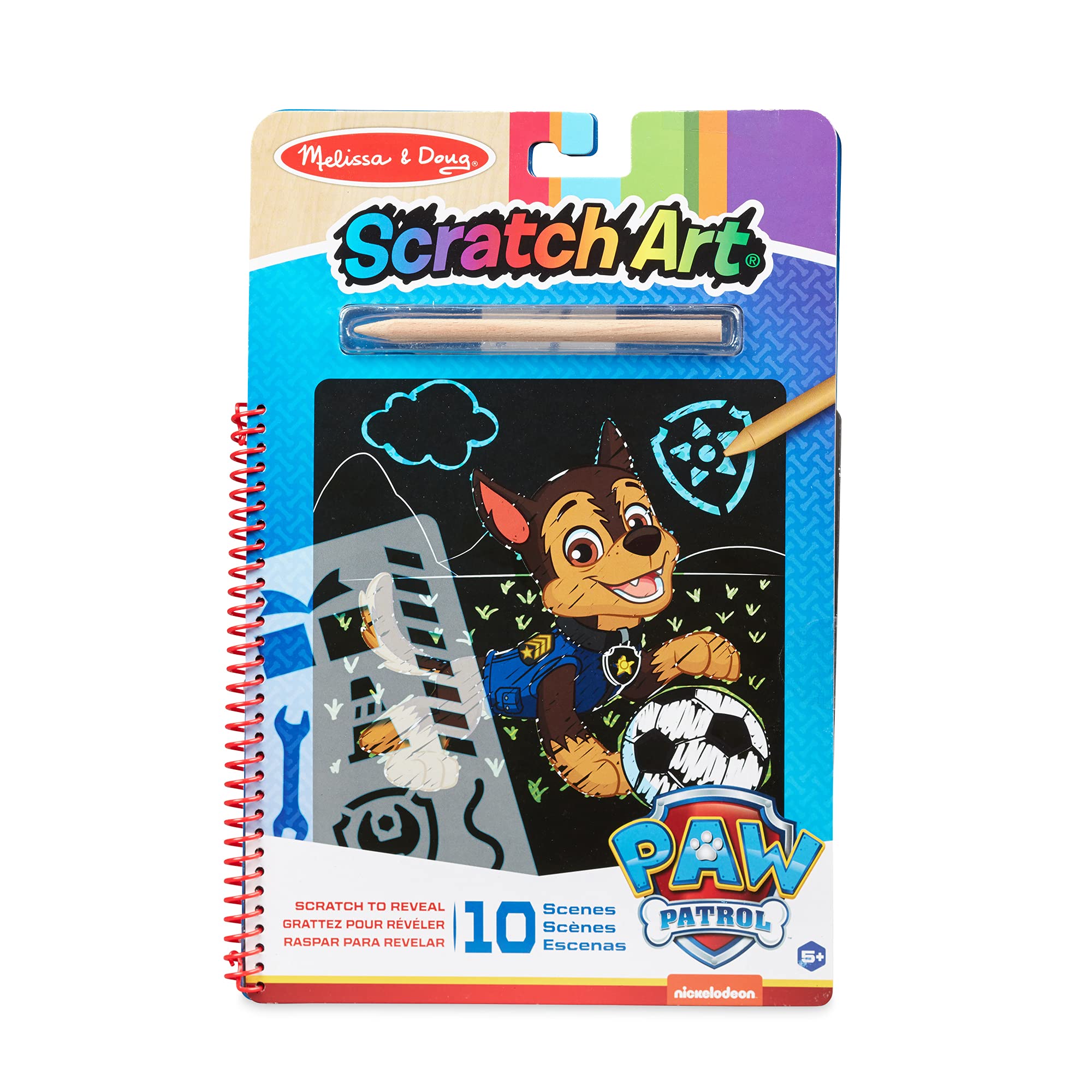 Melissa & Doug PAW Patrol Scratch Art Pad - Chase Color Reveal Travel Activity Pad for Kids | Fun Travel Toy & Creative Art Activity for Boys & Girls | Perfect for Road Trips, Airplane Rides & Birthday Gifts