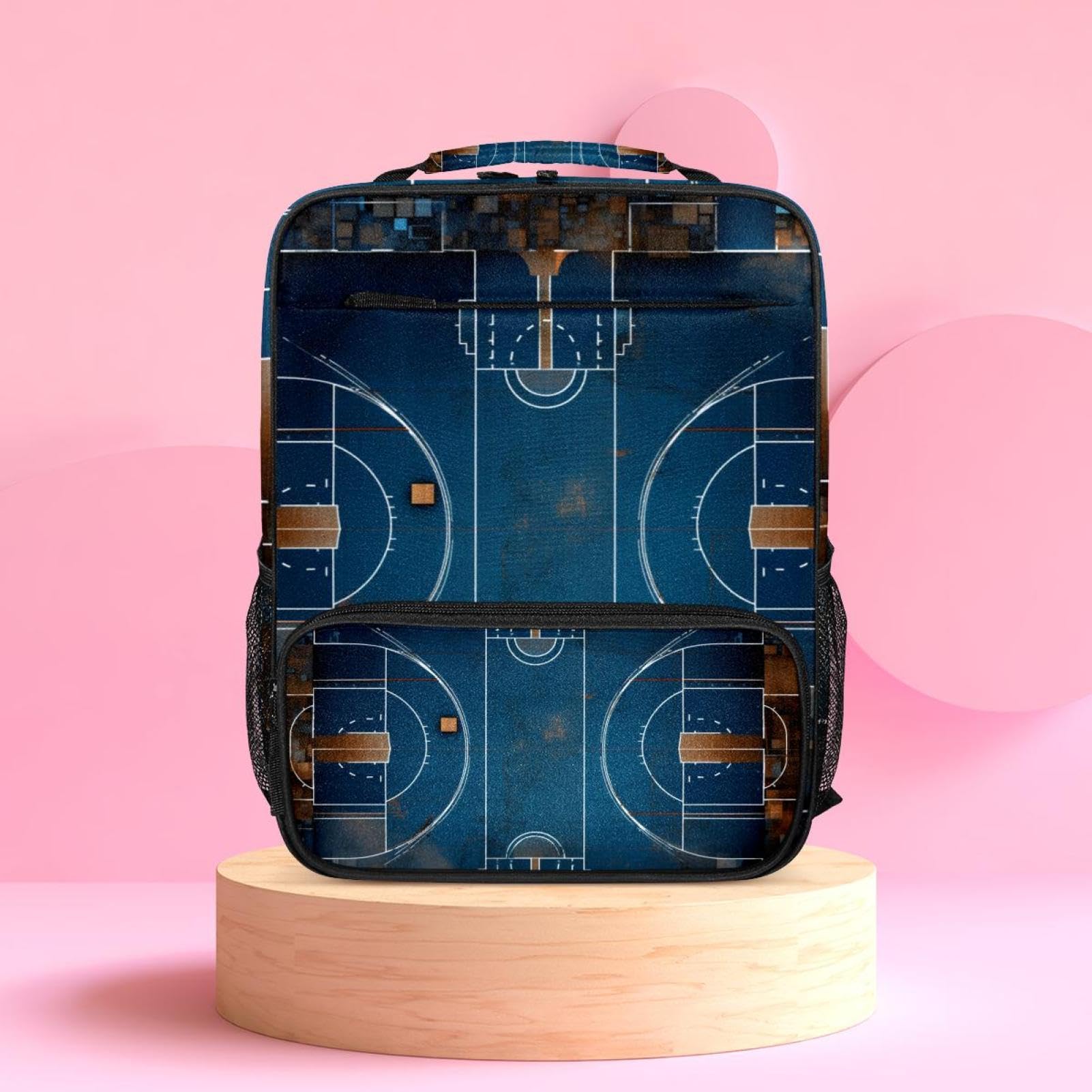 Premium Travel & Work Backpack - Durable Laptop Backpack with Art Basketball Court Design - Perfect for Business Trips, Commuting & School