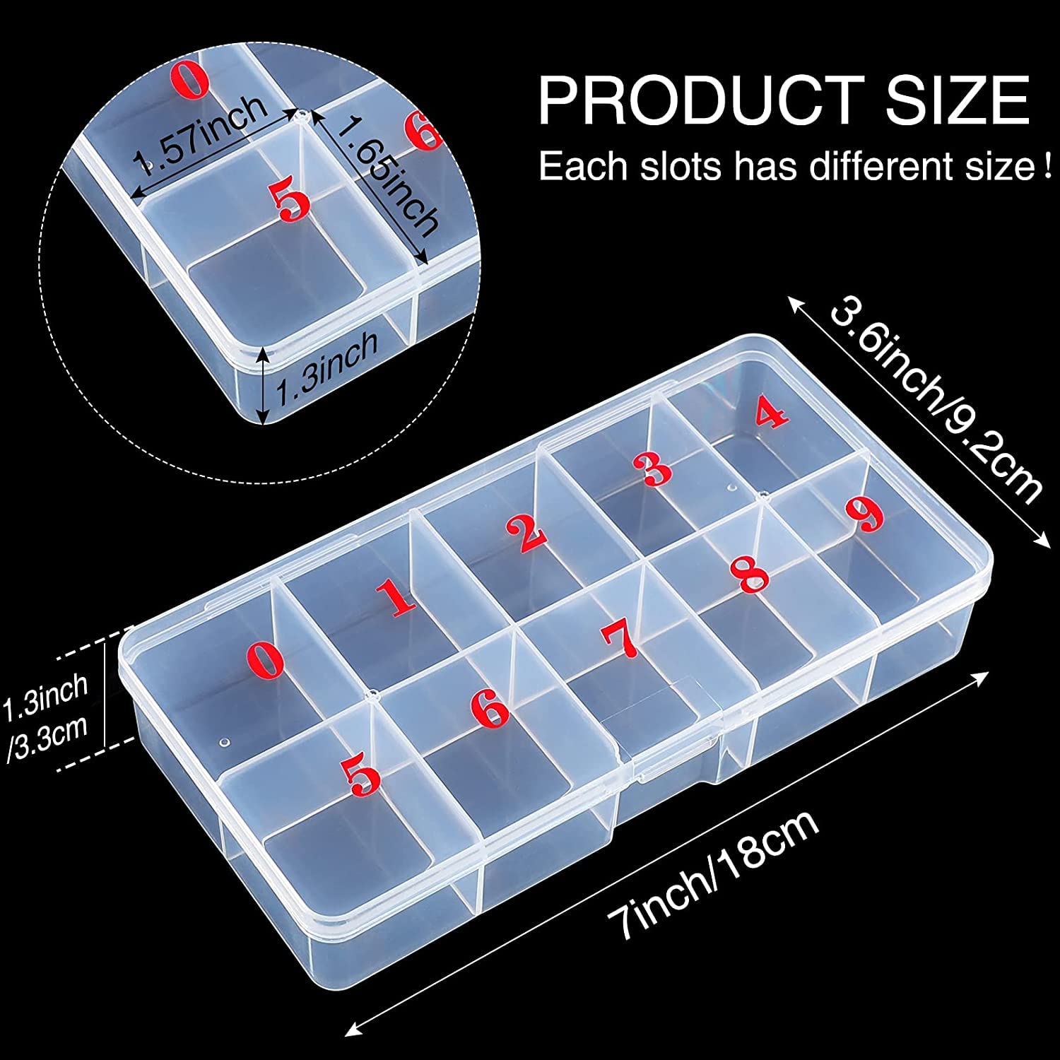 NAILWIND Empty Nail Tips Organizer Storage Box - 10 Compartment Plastic Grid Case for False Nails, Crystal Jewelry & Nail Art Accessories (White, 1-Pack) | Perfect for Salon Professionals & DIY Manicures at Home