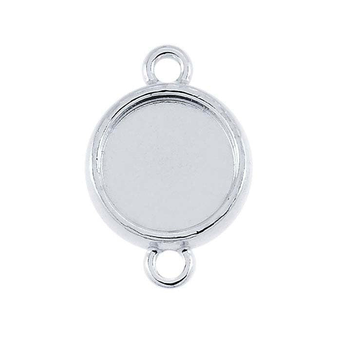 Sterling Silver 8-12mm Round Double Sided Link Dangle Mounting for Cabochon - Perfect for DIY Earrings, Pendants & Closed Rings | Jewelry Making Supplies for Handmade Crafts & Custom Designs