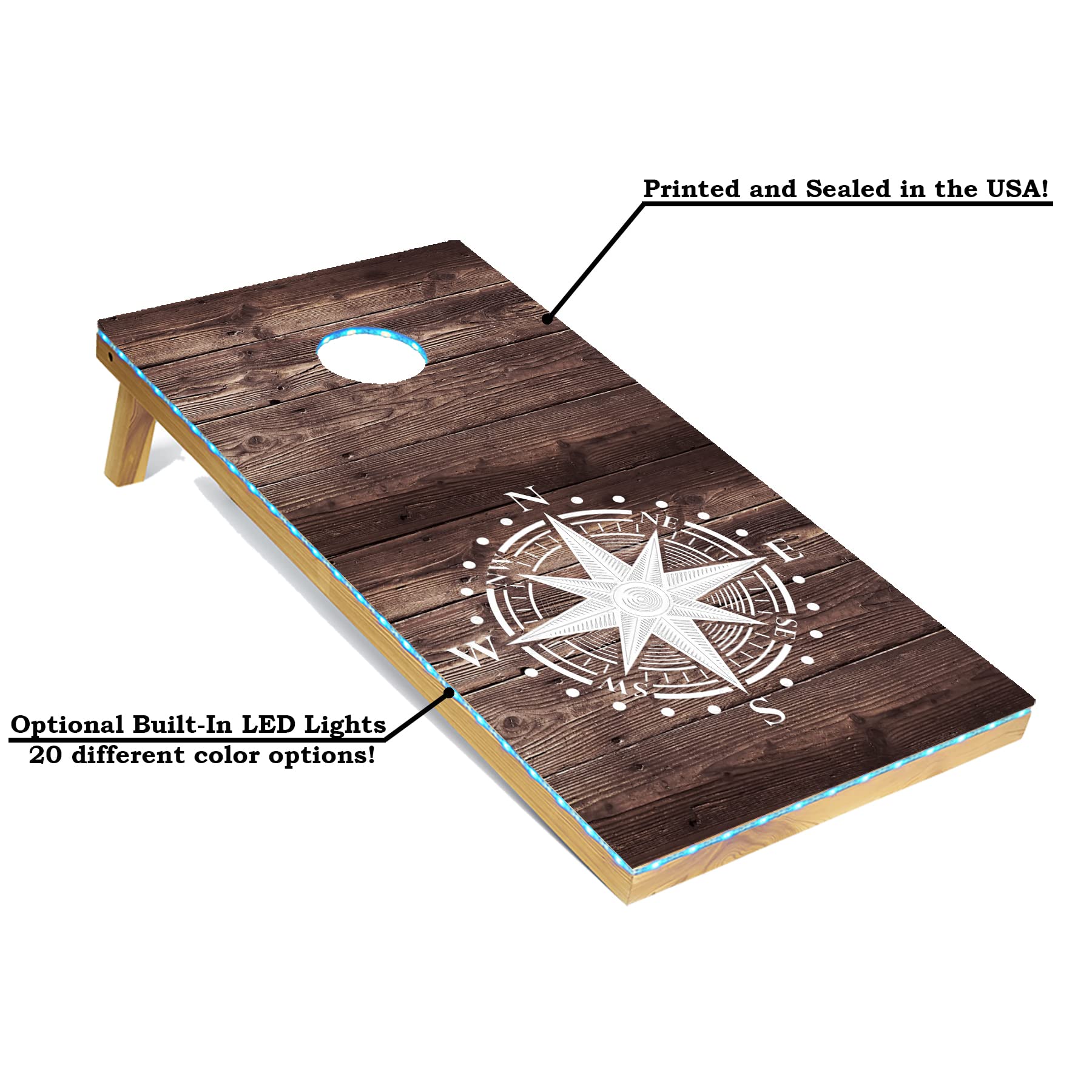 Premium Corn Hole Board Set with 8 Bean Bags, Score Keeper & Carrying Case - Regulation 4'x2' Cornhole Game for Outdoor Parties, Tailgating, Backyard Fun - Optional LED Lights for Night Play