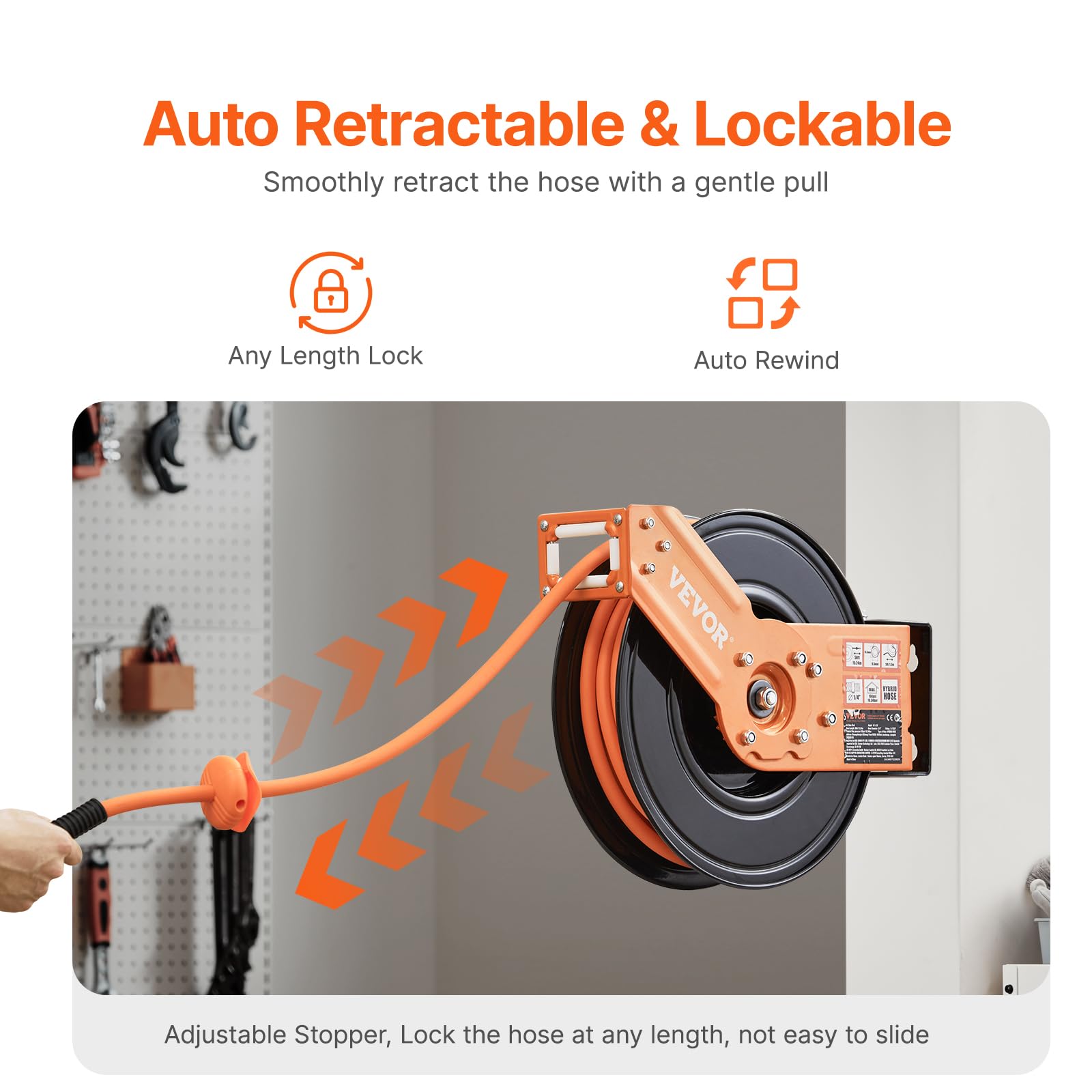VEVOR Retractable Air Hose Reel - 3/8