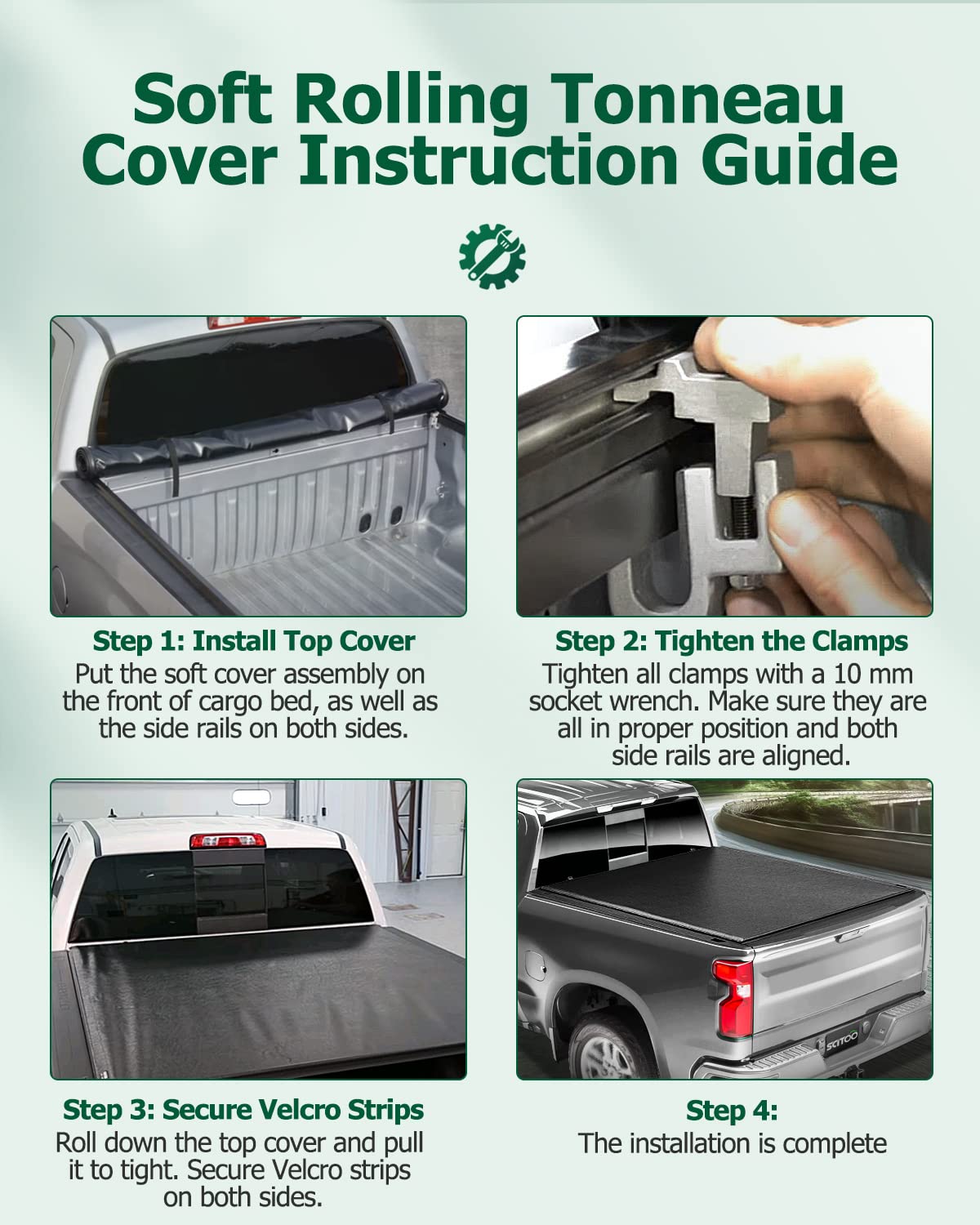 SCITOO Roll Up Tonneau Cover for 1999-2006 Chevy Silverado & GMC Sierra 1500/2500 - 8FT Truck Bed Cover Kit | Waterproof & Durable | Perfect for Camping, Hauling & Outdoor Adventures